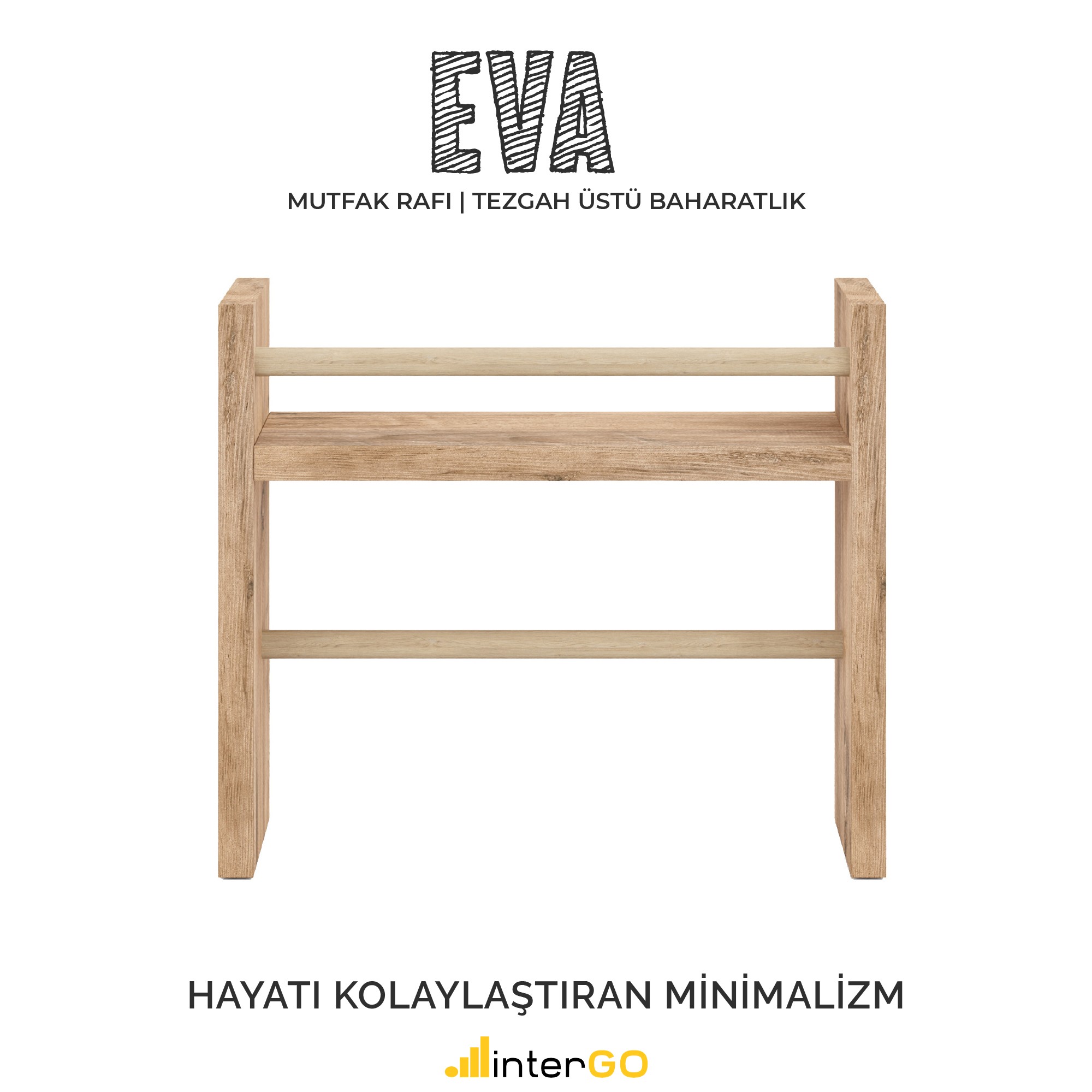 EVA | Mutfak Rafı | Baharatlık | Rulo Havlu Takılabilir | Tezgah Üstü