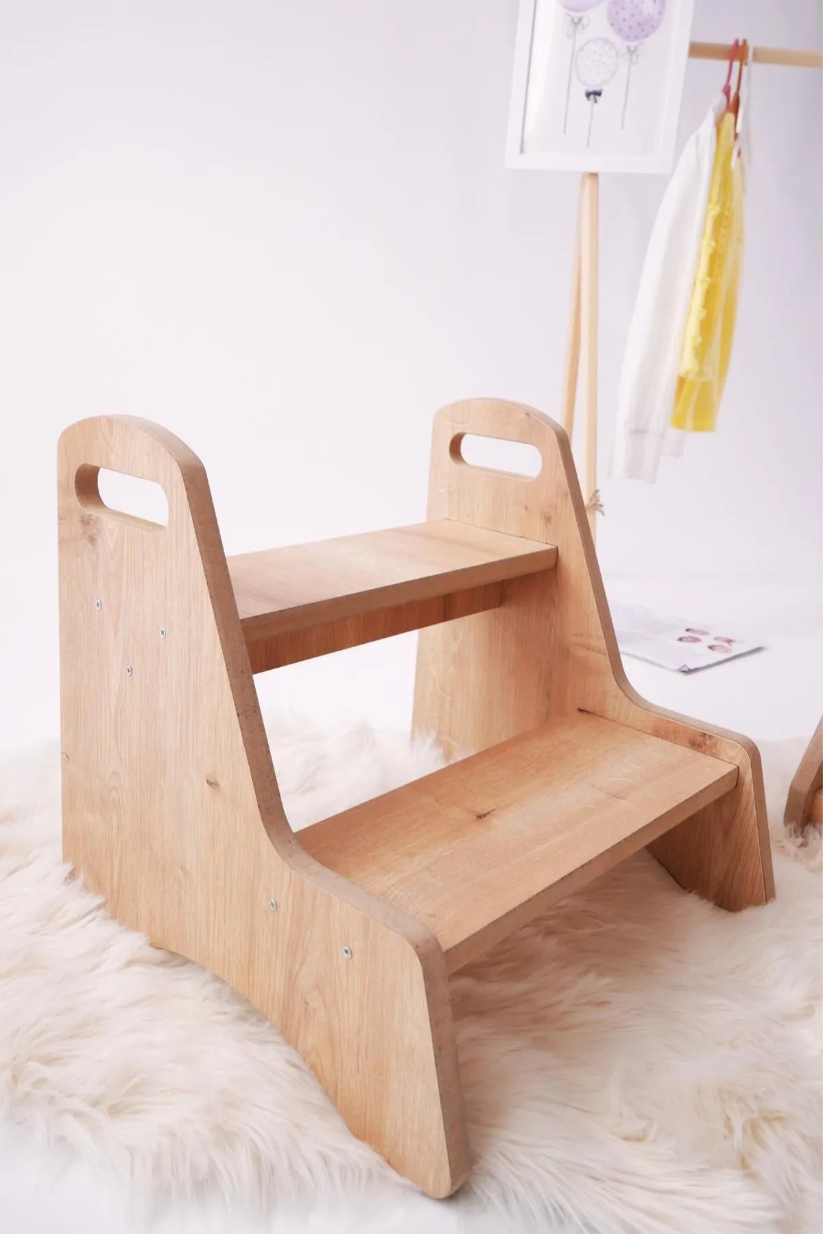 MERDİ | Ahşap Basamak - Tabure | Montessori Felsefesi | Çocuk Banyo Wc Lavabo Merdiven Yükseltici Eğitici