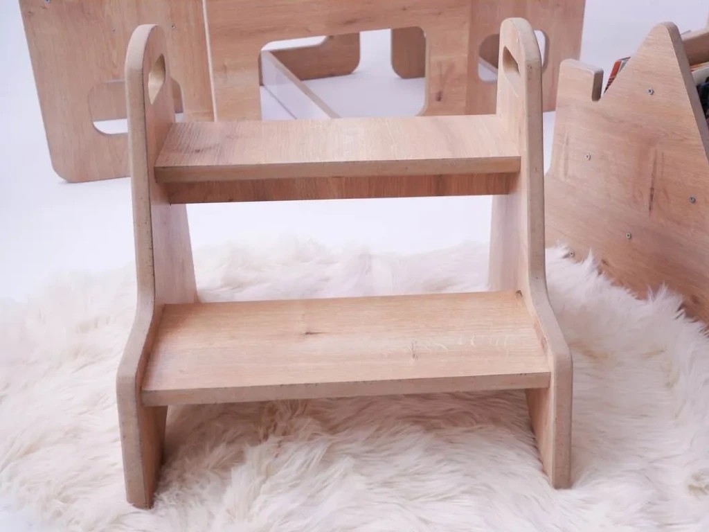MERDİ | Ahşap Basamak - Tabure | Montessori Felsefesi | Çocuk Banyo Wc Lavabo Merdiven Yükseltici Eğitici