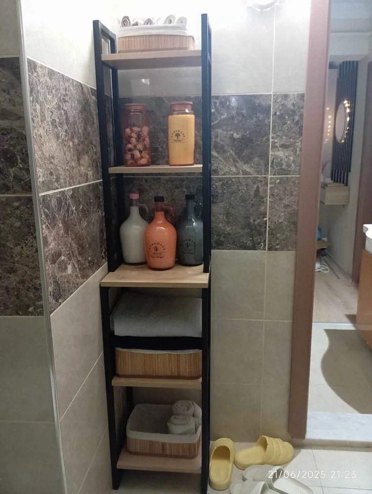 ORGO | 5 Raflı Banyo Düzenleyici | Metal Mutfak Rafı | Çok Amaçlı Organizer - Çam