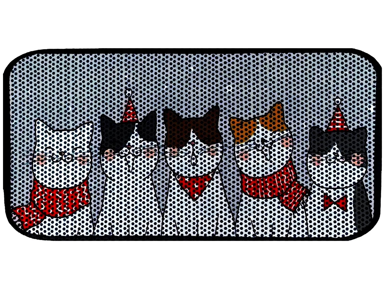 RİGA Baskılı XL Kedi Kumu Paspası | Elekli Kedi Tuvalet Önü Paspası | Renkli Kedi Paspası - Happy
