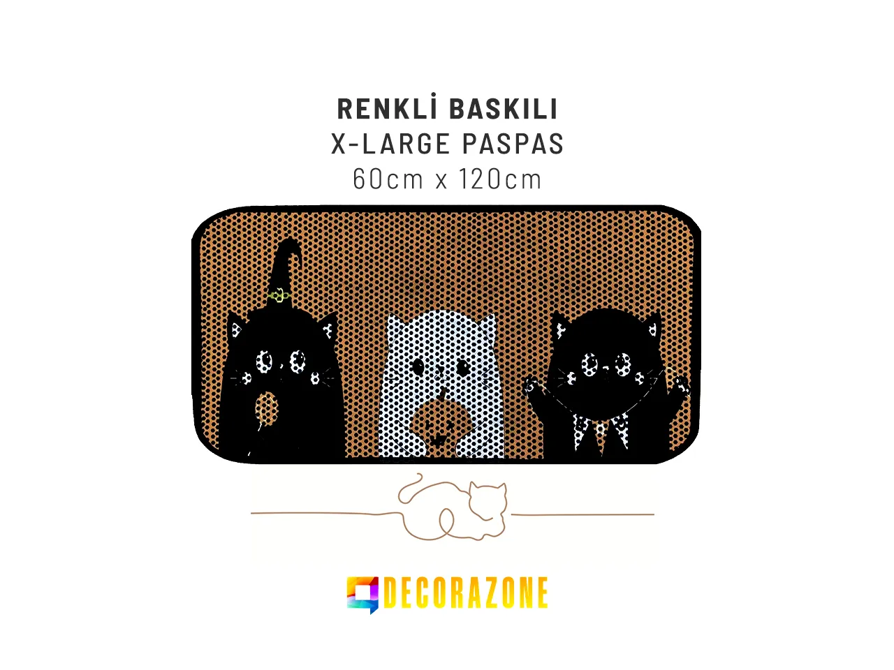RİGA Baskılı XL Kedi Kumu Paspası | Elekli Kedi Tuvalet Önü Paspası | Renkli Kedi Paspası - Tria