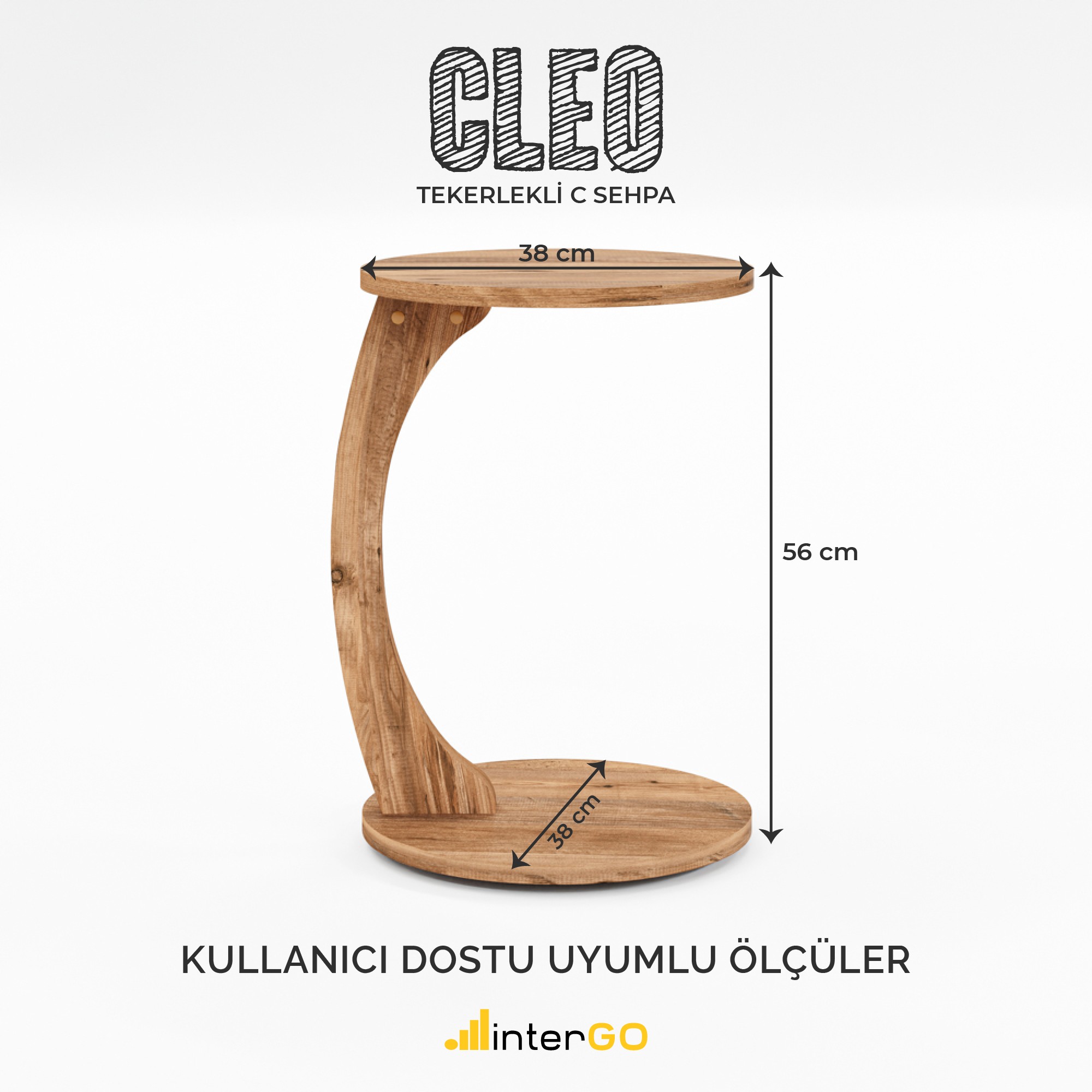 CLEO - Tekerlekli C Yan Sehpa - Atlantik Çam