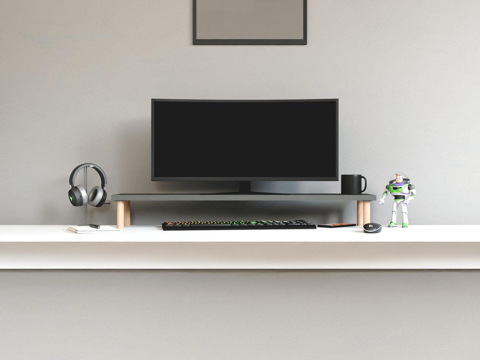 MOYO Monitör / TV Yükseltici Stand | Ağaç Ayaklı - Antrasit