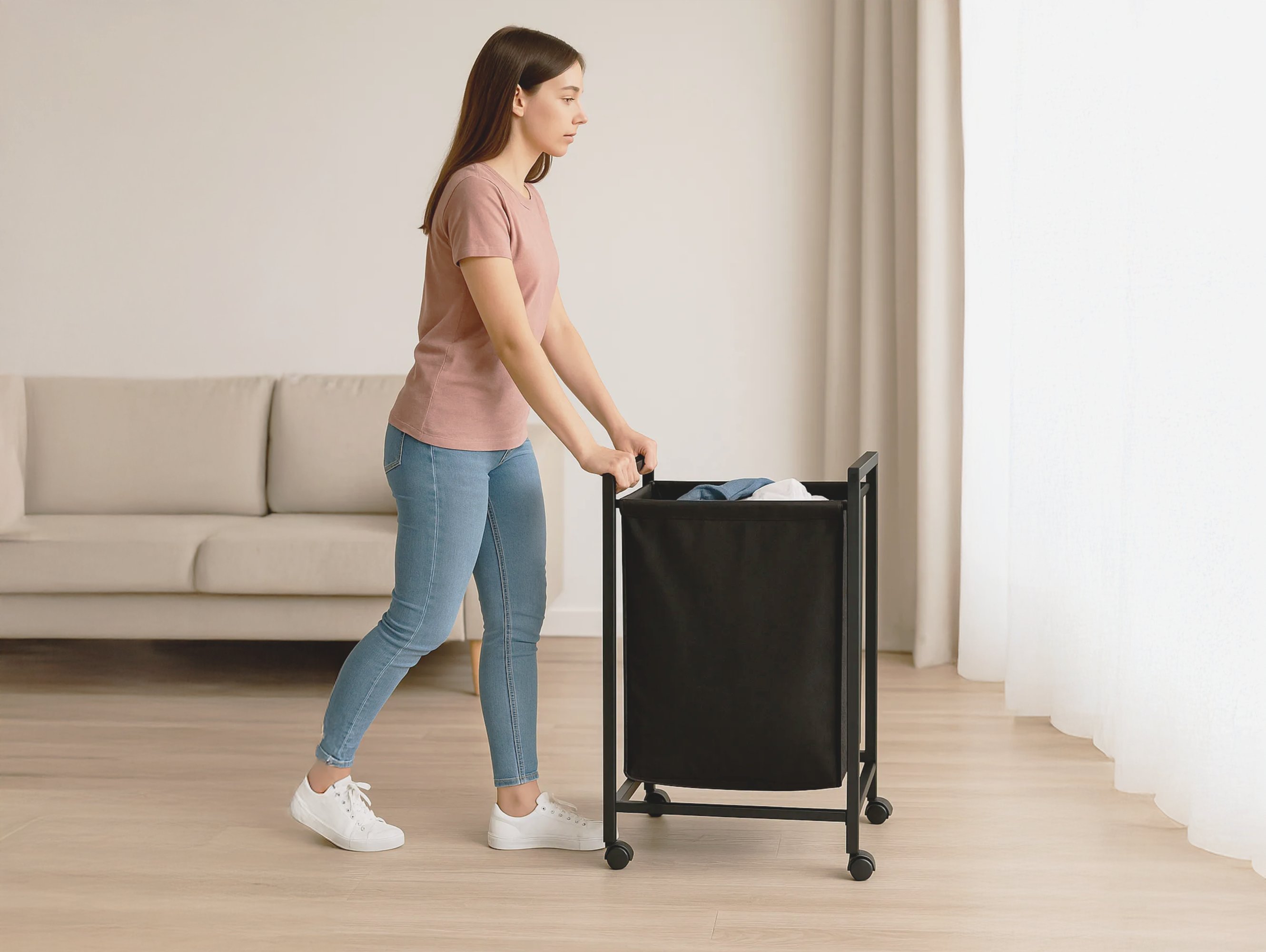 SEPE 75 Litre Çamaşır Sepeti | Oyuncak Sepeti | Tekerlekli Metal Sepet