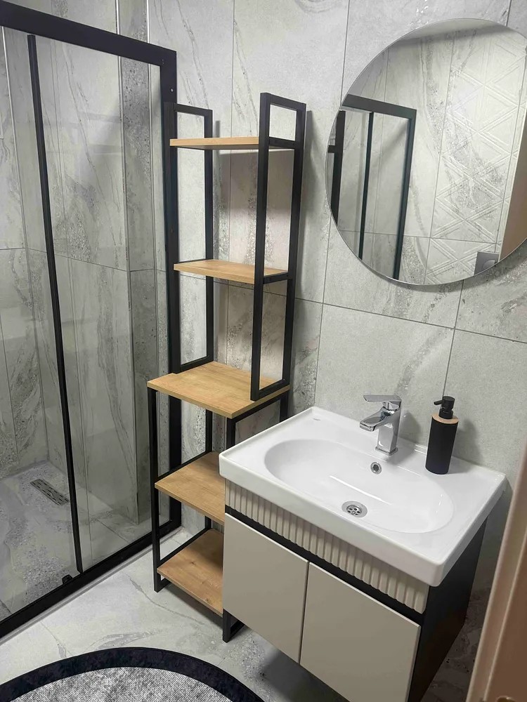 ORGO | 5 Raflı Banyo Düzenleyici | Metal Mutfak Rafı | Çok Amaçlı Organizer - Çam