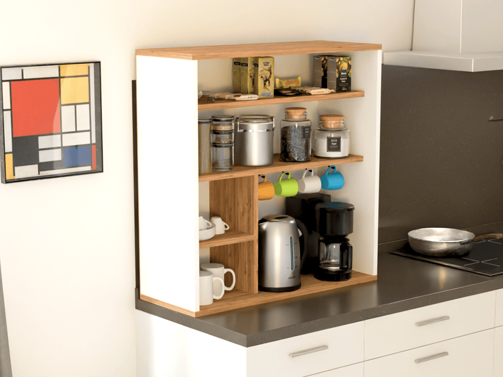 KABİ Kahve Modülü | Bağımsız Raflı Kahve Köşesi