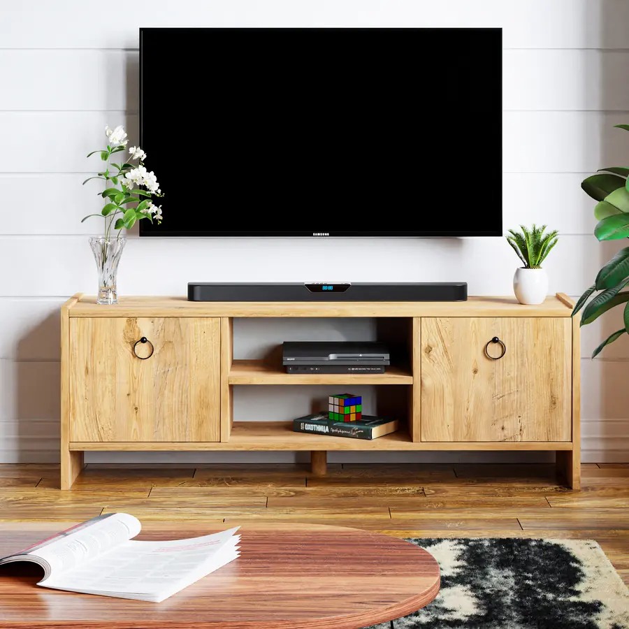 RAVEL Kapaklı Televizyon Sehpası 120 cm | Raflı Modern TV Sehpası
