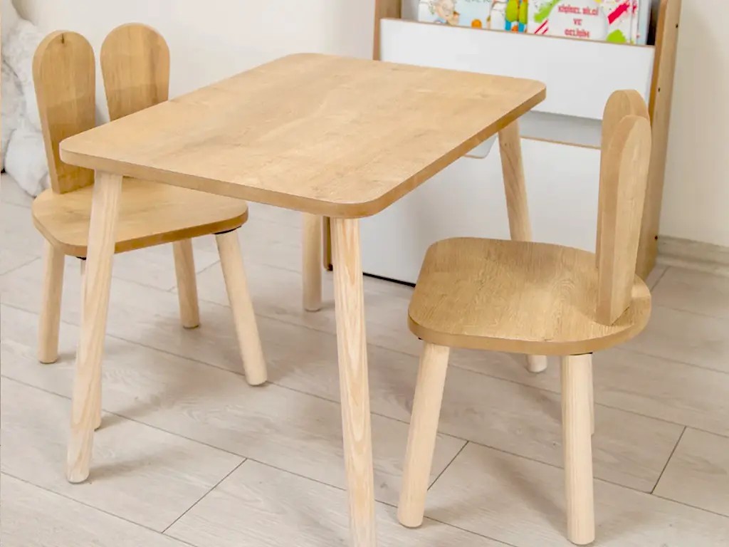 BUNO | MDF Oyun Masası Seti | Sandalye Takımı | Montessori Tarzı Aktivite Masası | Çocuk Masası