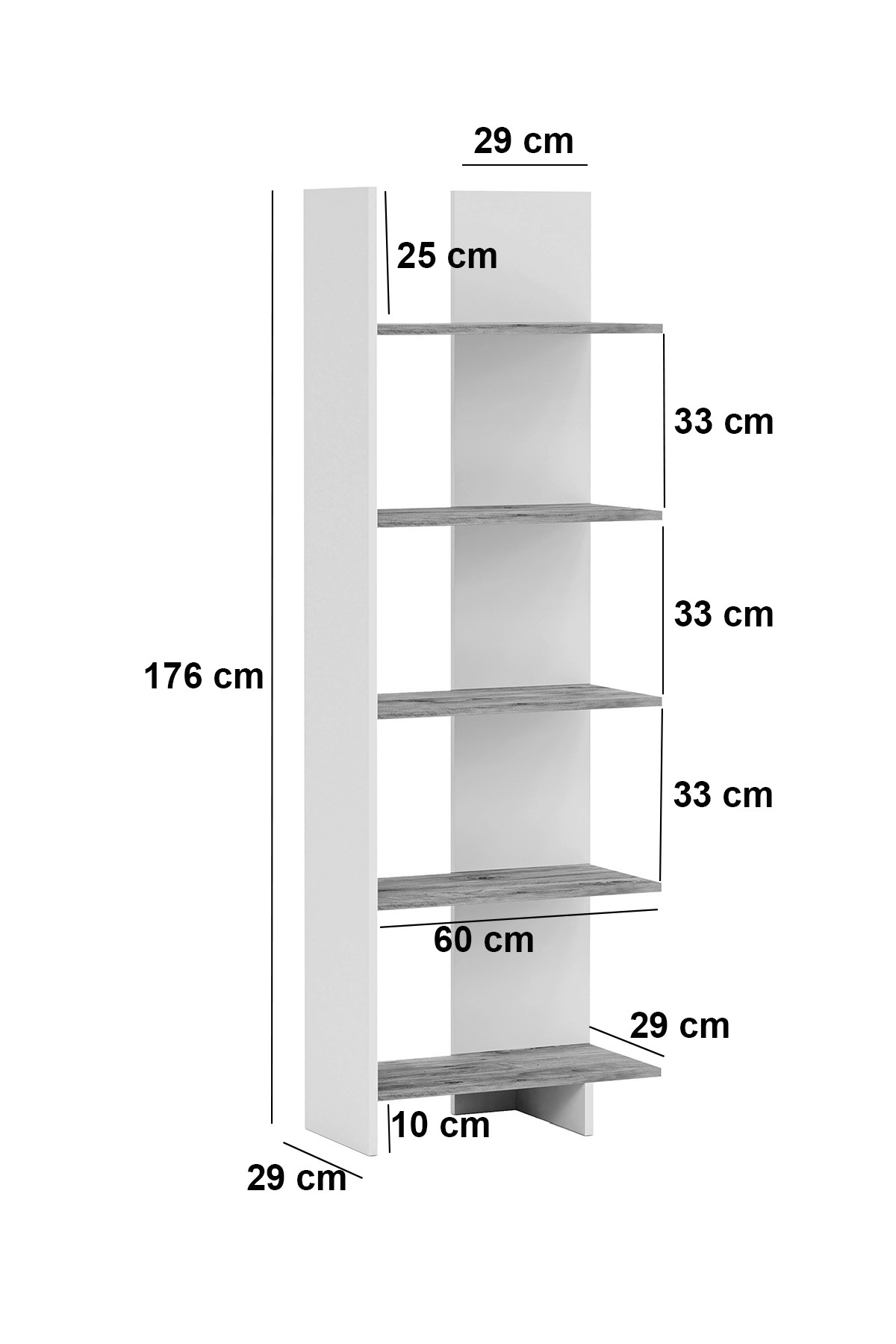 Asimetrik Beş Raflı Kitaplık