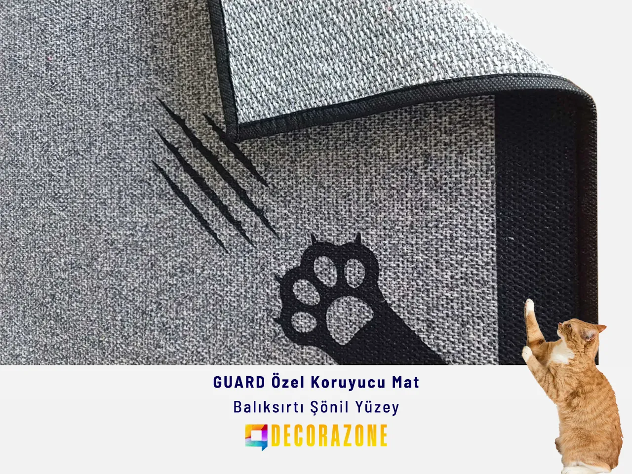 GUARD Kedi Koltuk Tırmala Koruyucu | Tırmalama Matı | Koruyucu Mat - Antrasit