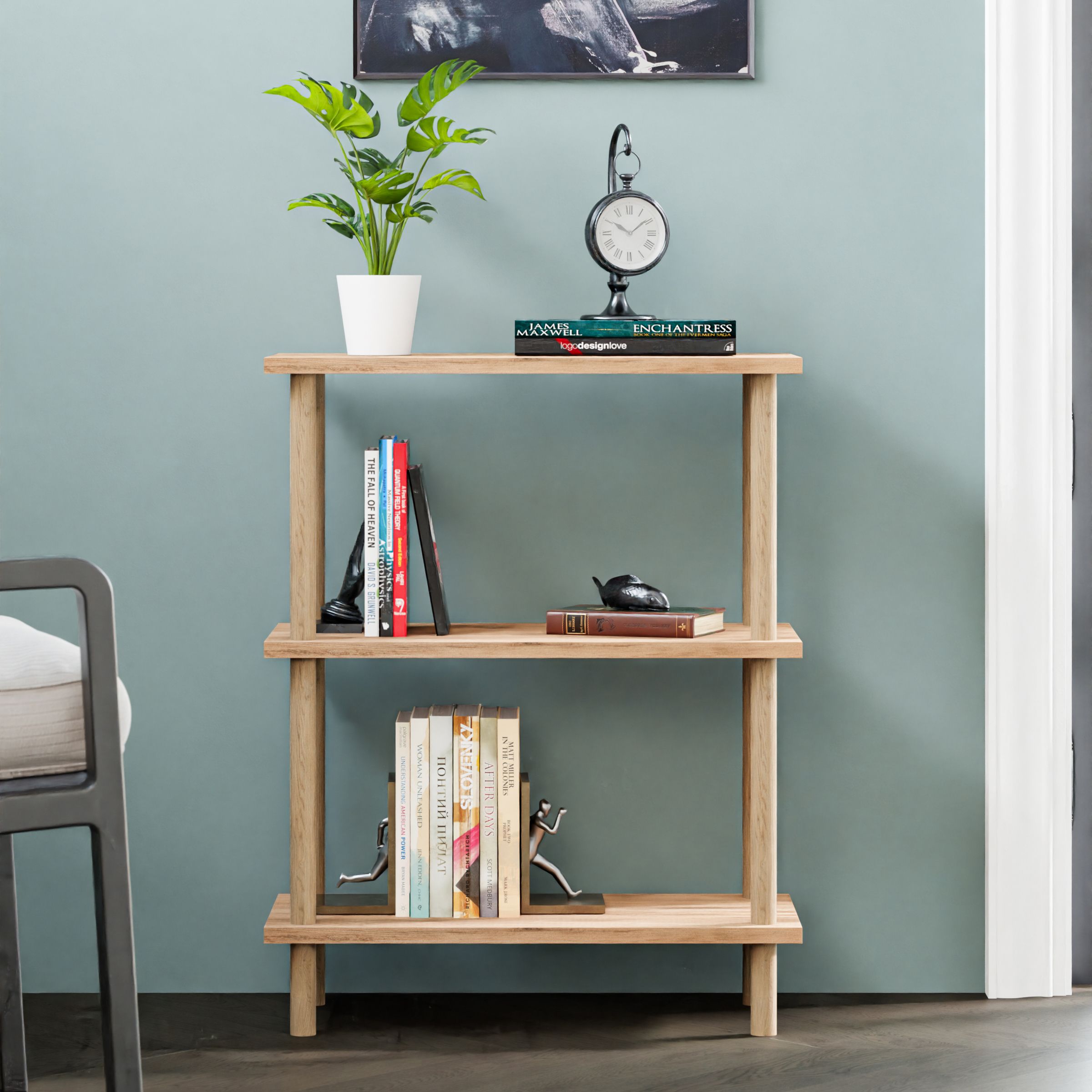 BUKİ | Minimal Kitaplık | 3 Raflı - Organizer - Atlantik Çam