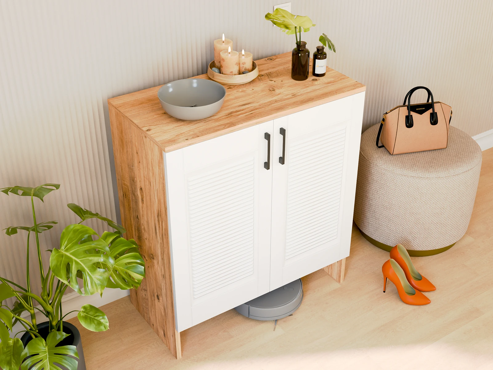 RETRO Çok Amaçlı Dolap | MDF Çift Kapak | Ayakkabılık, Kiler Dolabı, Mutfak Dolabı