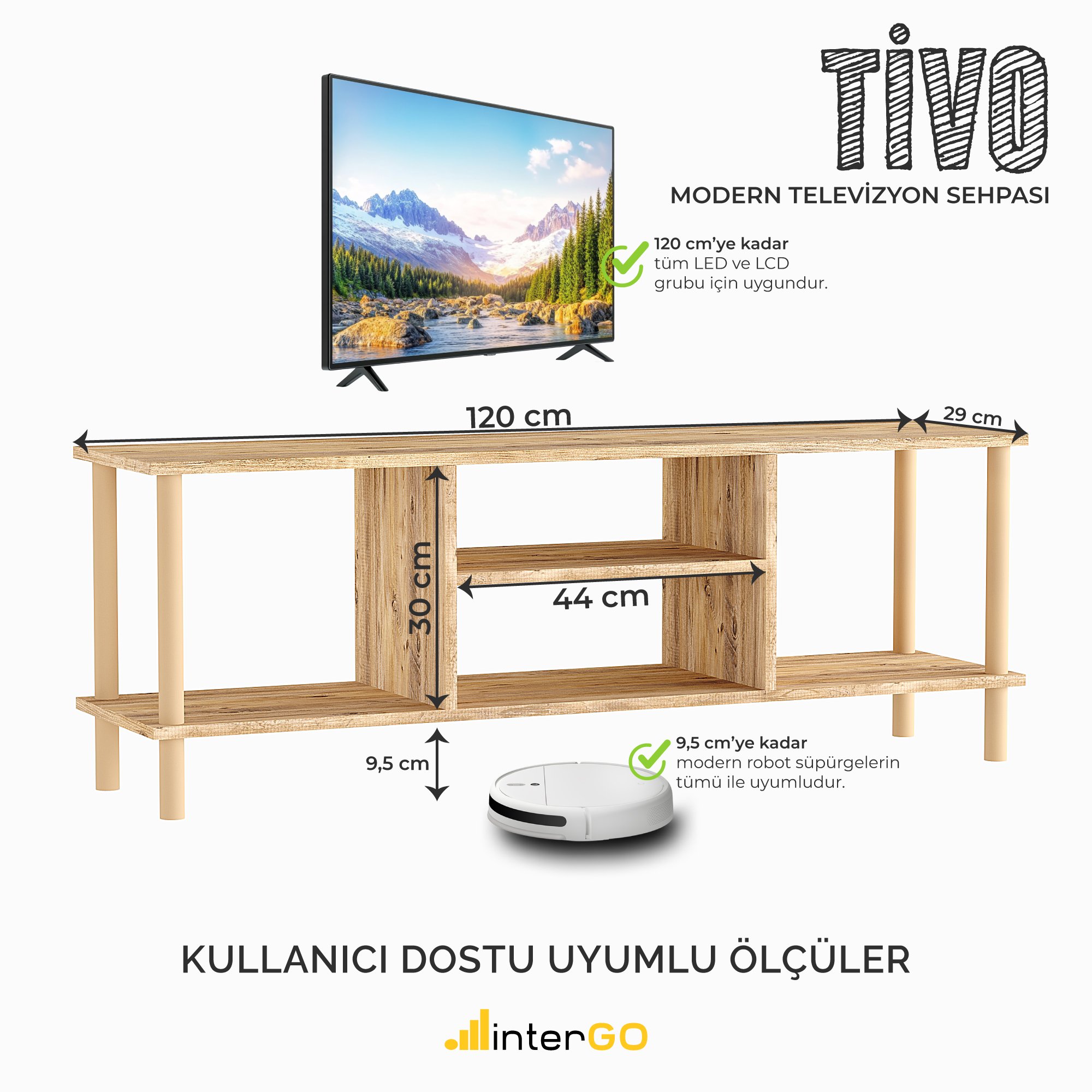 TİVO | Modern Televizyon Sehpası | Raflı