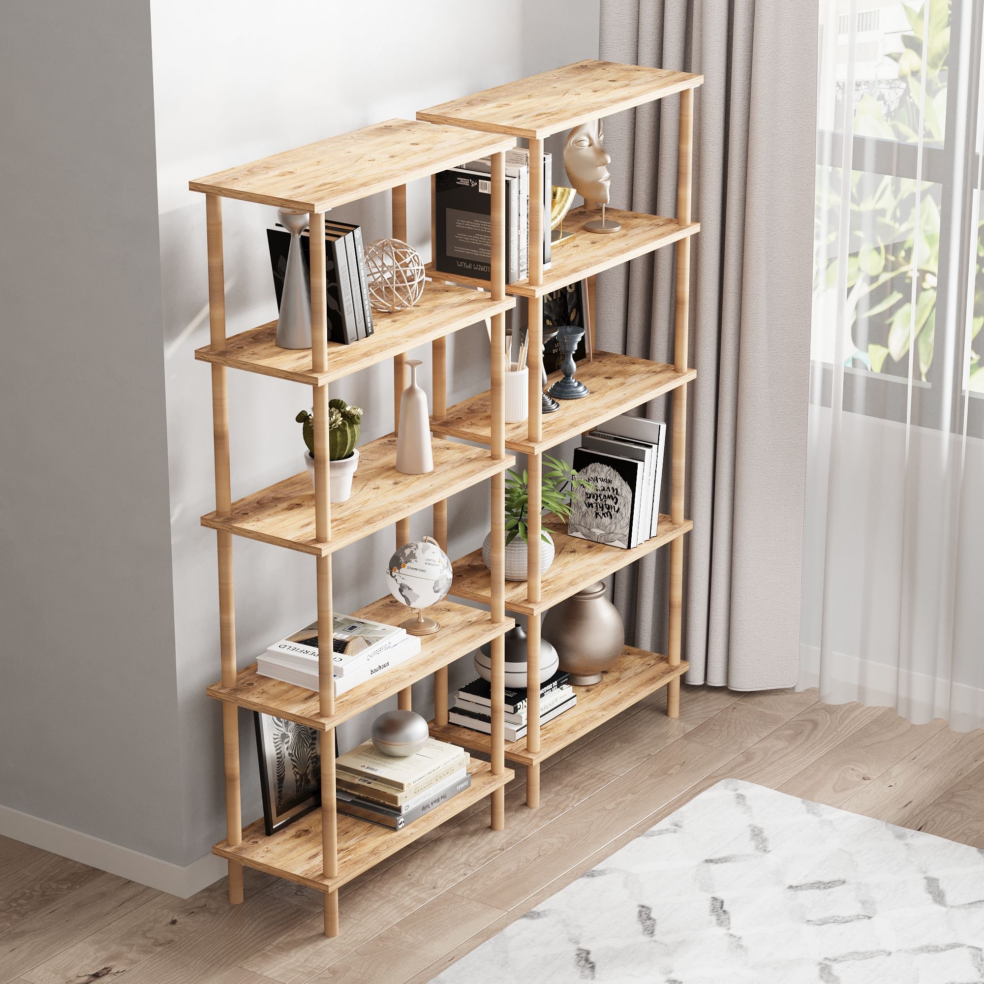 PİNA | Dekoratif Kitaplık | 5 Raflı - Organizer