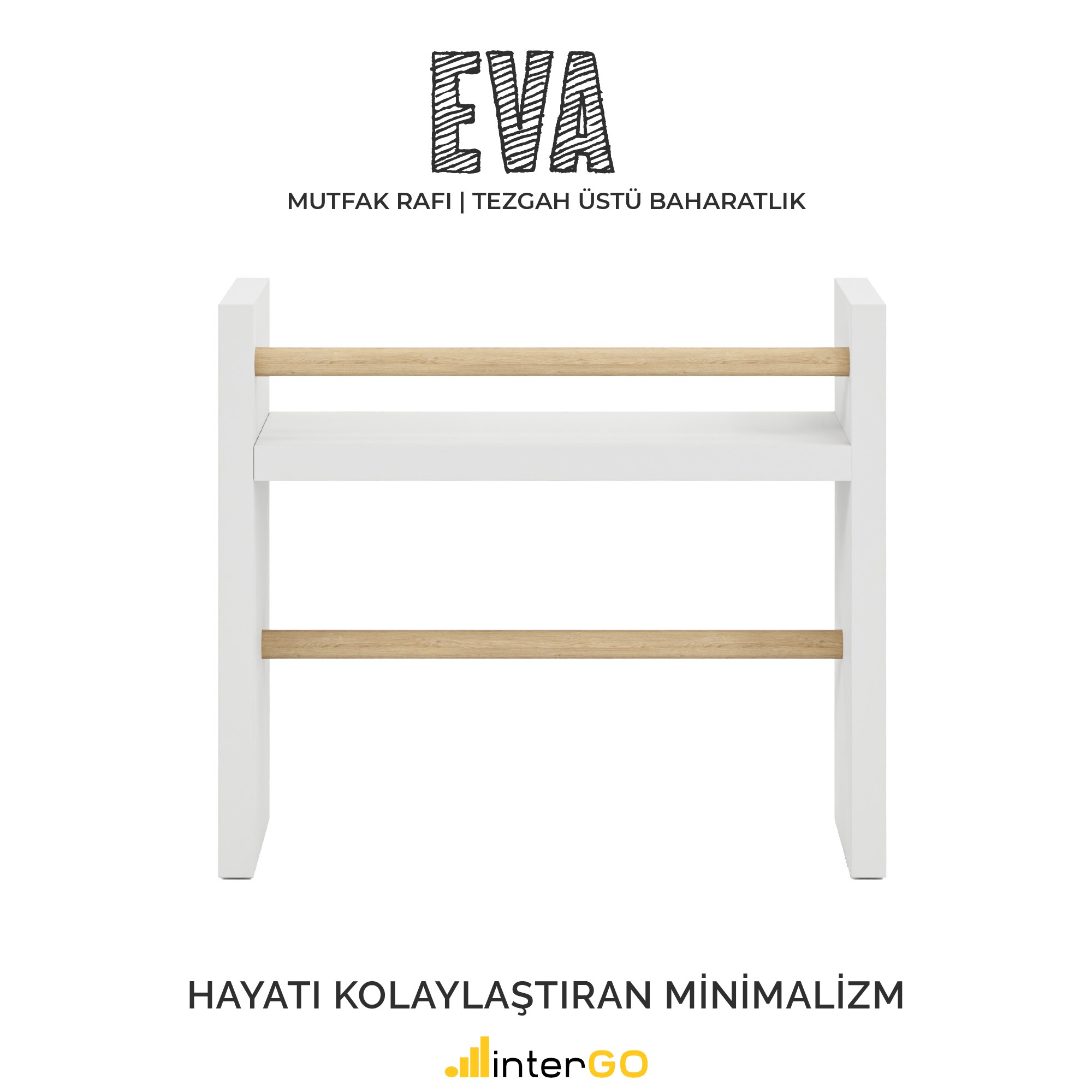 EVA | Mutfak Rafı | Baharatlık | Rulo Havlu Takılabilir | Tezgah Üstü - Beyaz