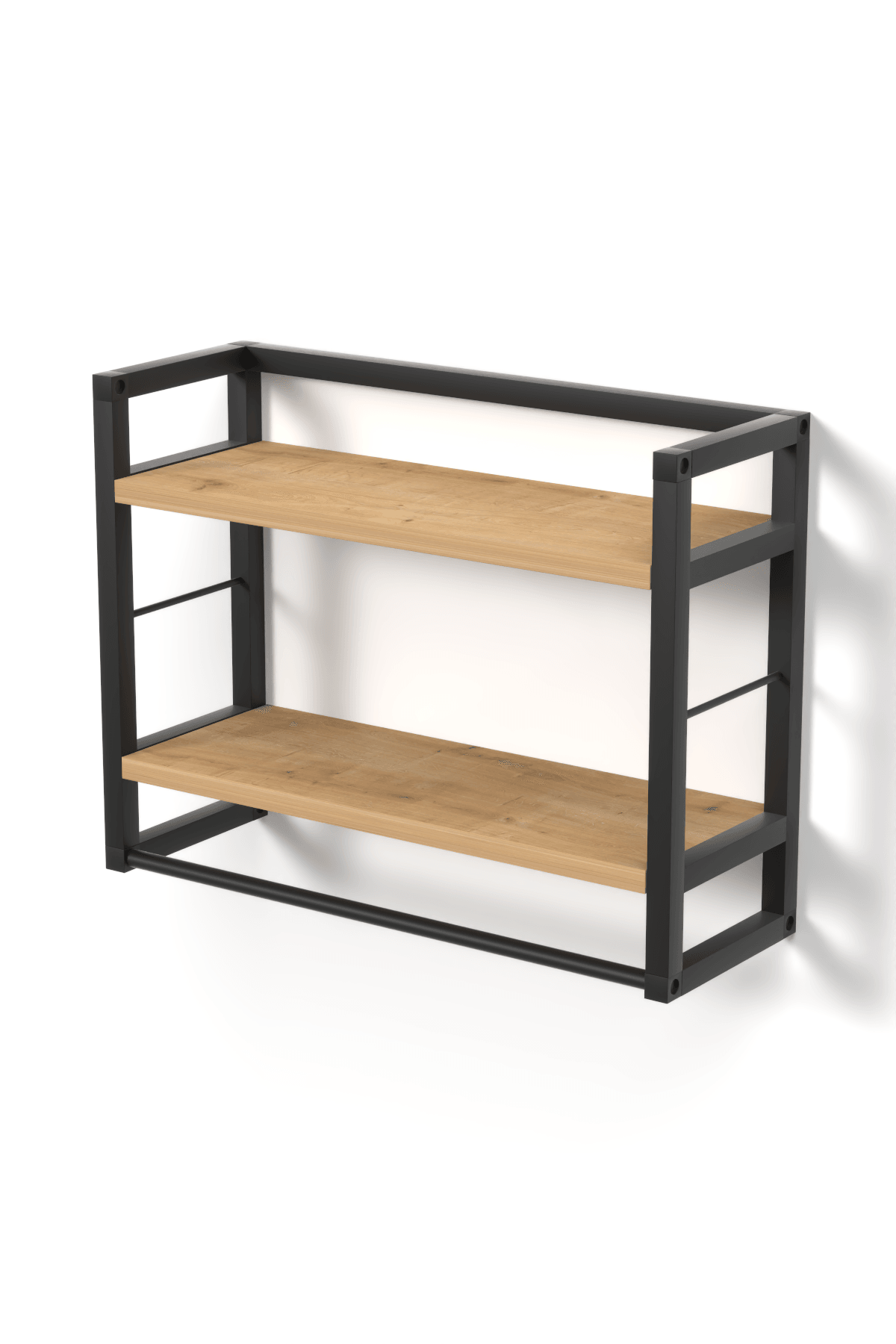 RAFA | 2 Raflı Metal Havluluk | Duvara Monte Banyo Rafı | Metal Organizer Raf