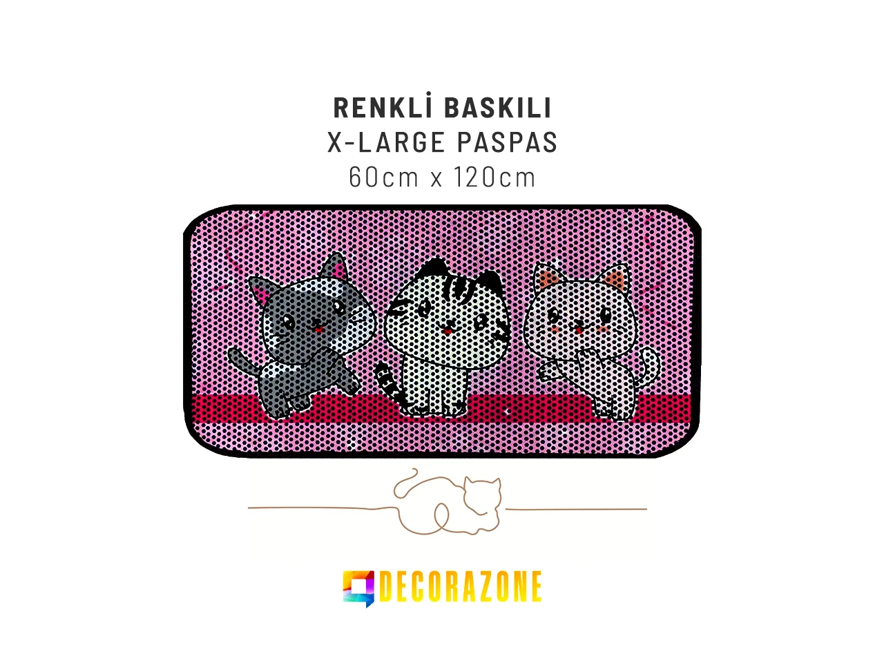 RİGA Baskılı XL Kedi Kumu Paspası | Elekli Kedi Tuvalet Önü Paspası | Renkli Kedi Paspası - PinkFriends