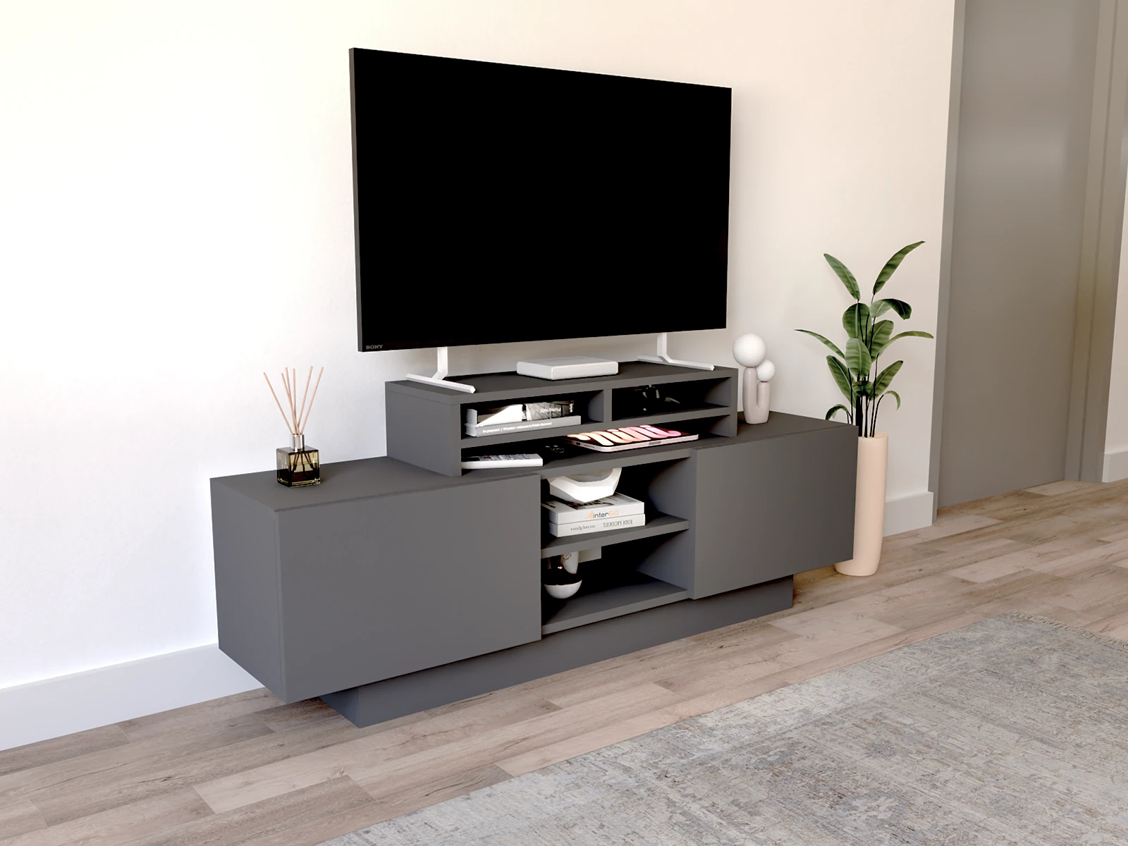 UPPA Masaüstü Organizer Set / TV-Monitör Yükseltici Stand - Antrasit