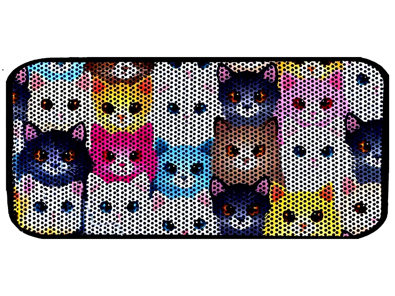 RİGA Baskılı XL Kedi Kumu Paspası | Elekli Kedi Tuvalet Önü Paspası | Renkli Kedi Paspası - Faces