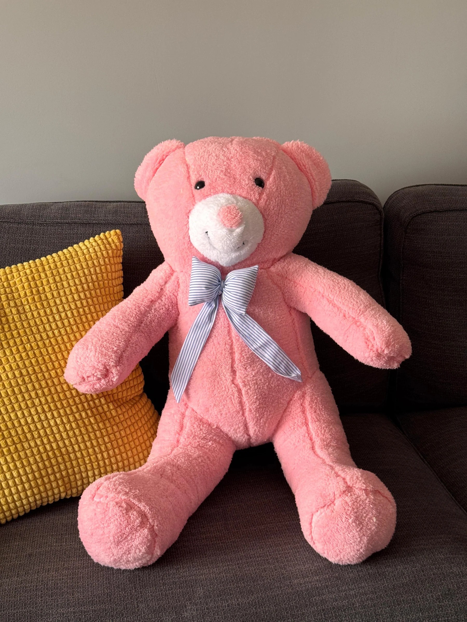PAPİ | Papyonlu Pembe Büyük Peluş Ayıcık | 80cm
