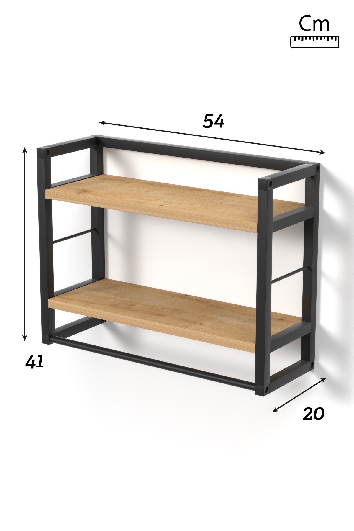 RAFA | 2 Raflı Metal Havluluk | Duvara Monte Banyo Rafı | Metal Organizer Raf