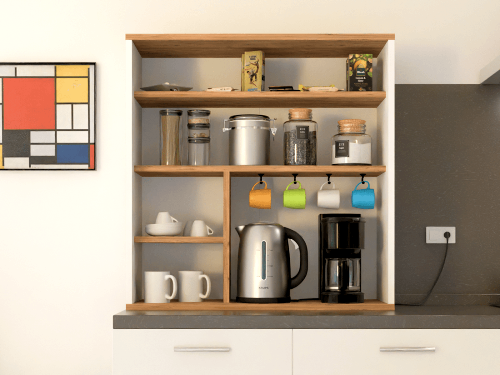 KABİ Kahve Modülü | Bağımsız Raflı Kahve Köşesi