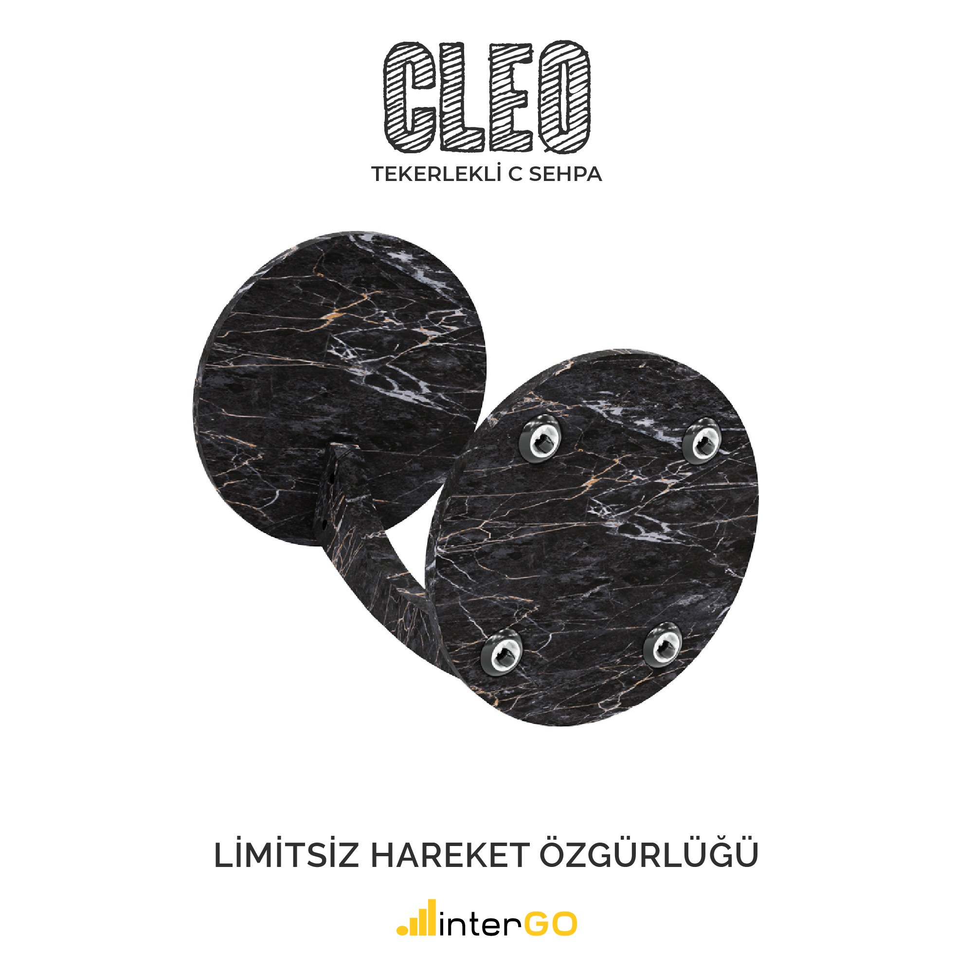 CLEO - Tekerlekli C Yan Sehpa - Bendir