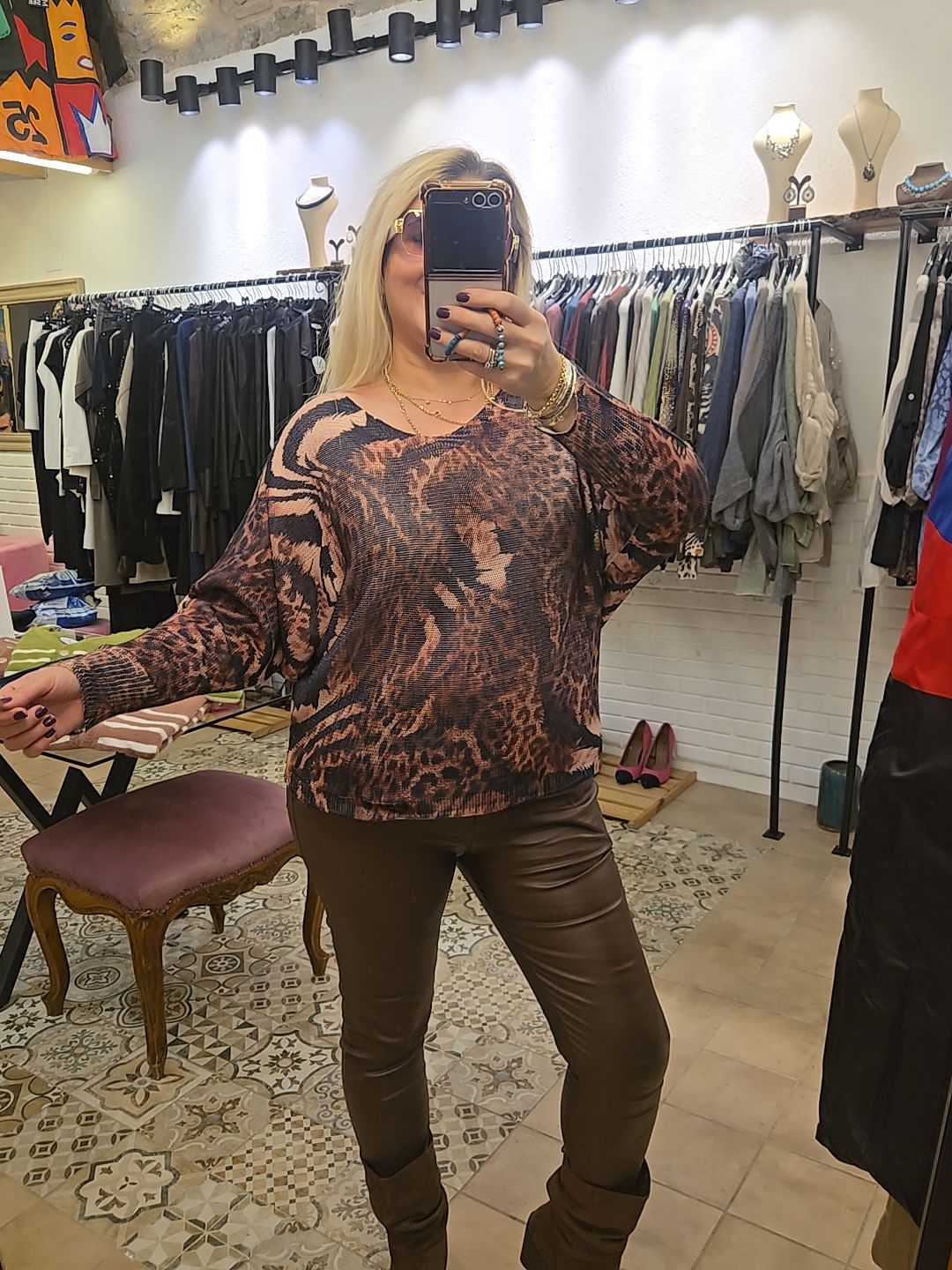 Leopar Desen Merserize Tunik