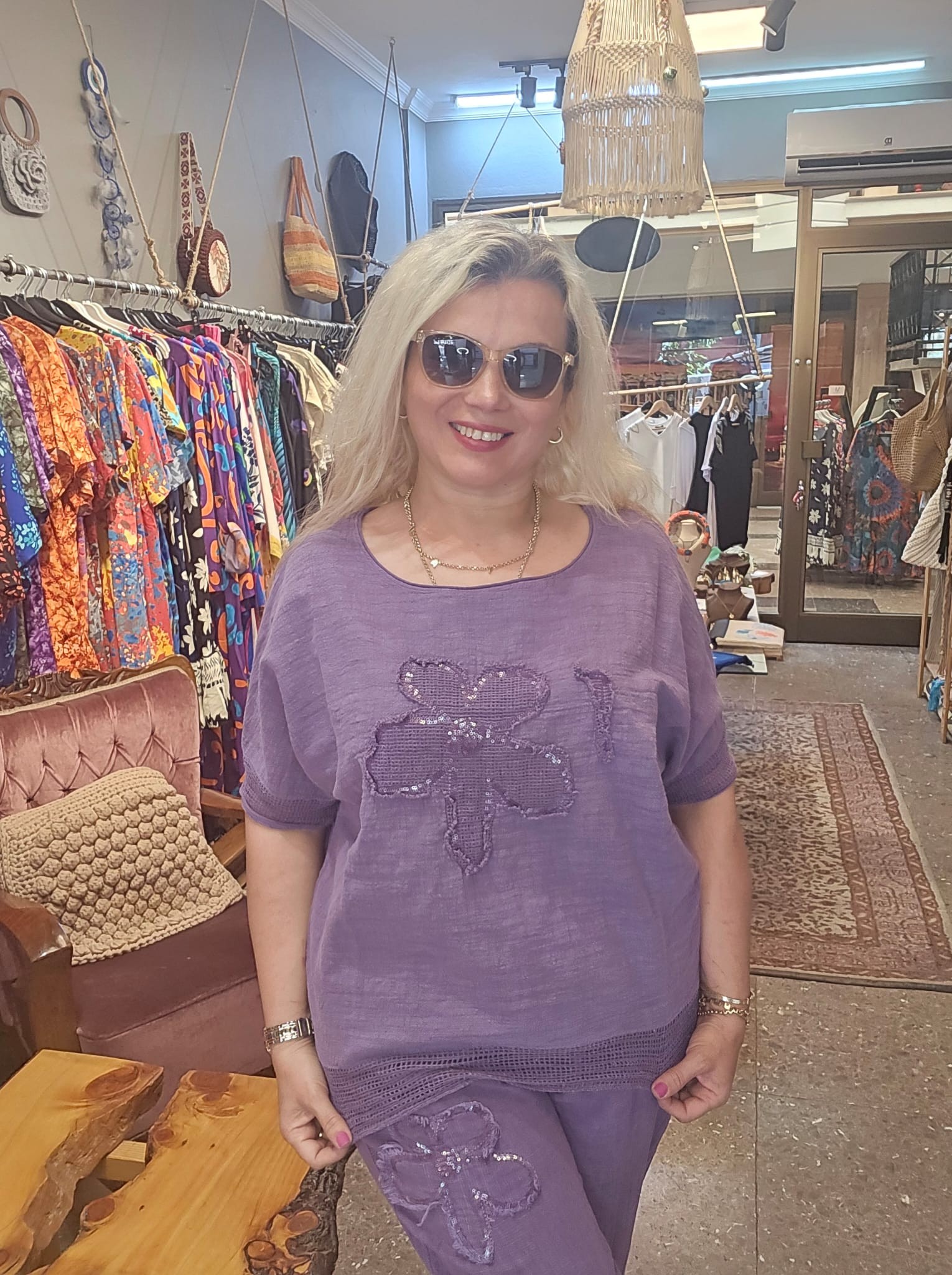 KETEN ÇİÇEK MOTİFLİ TAKIM