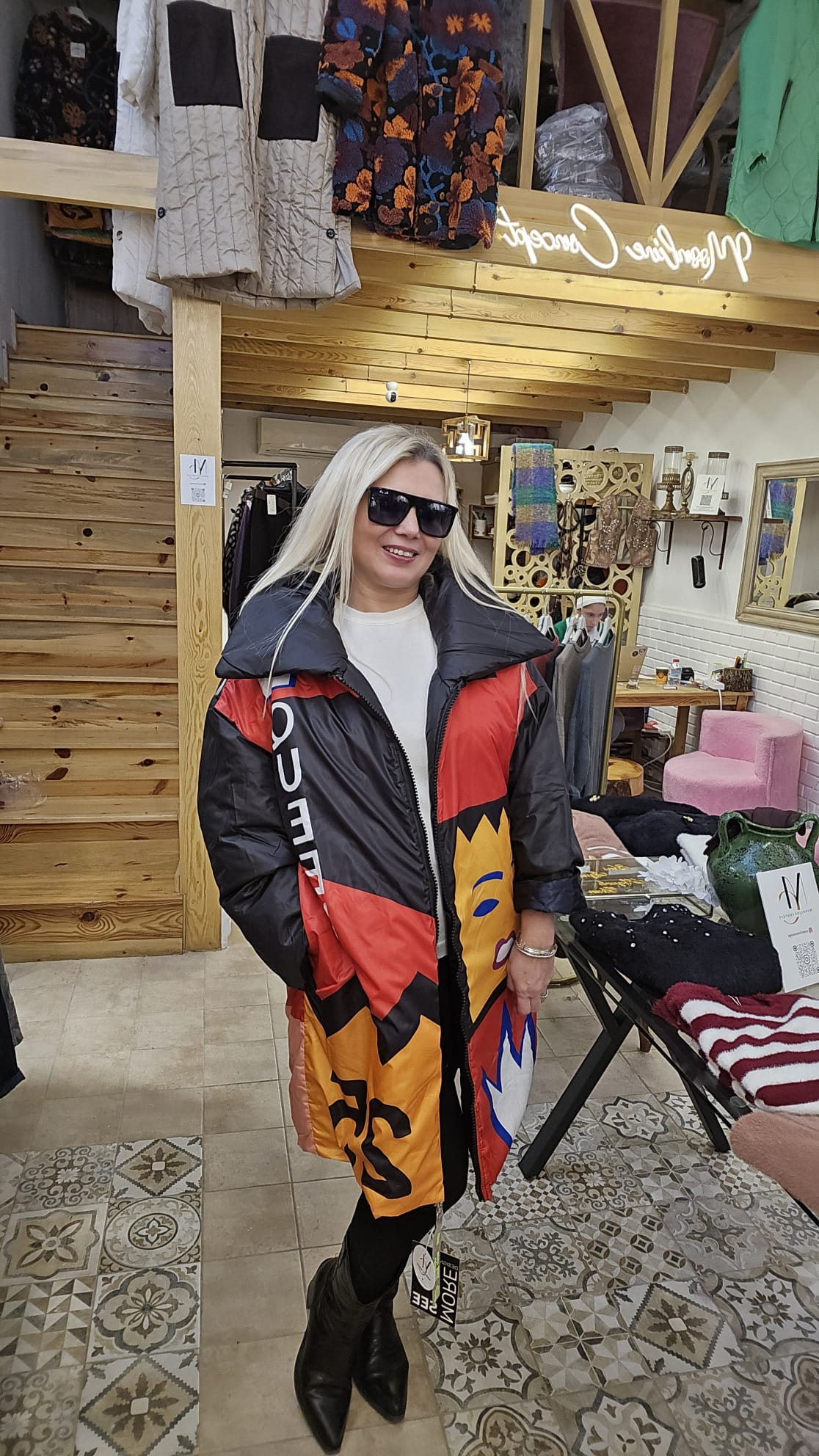 Premium Renkli Uzun Şişme Mont