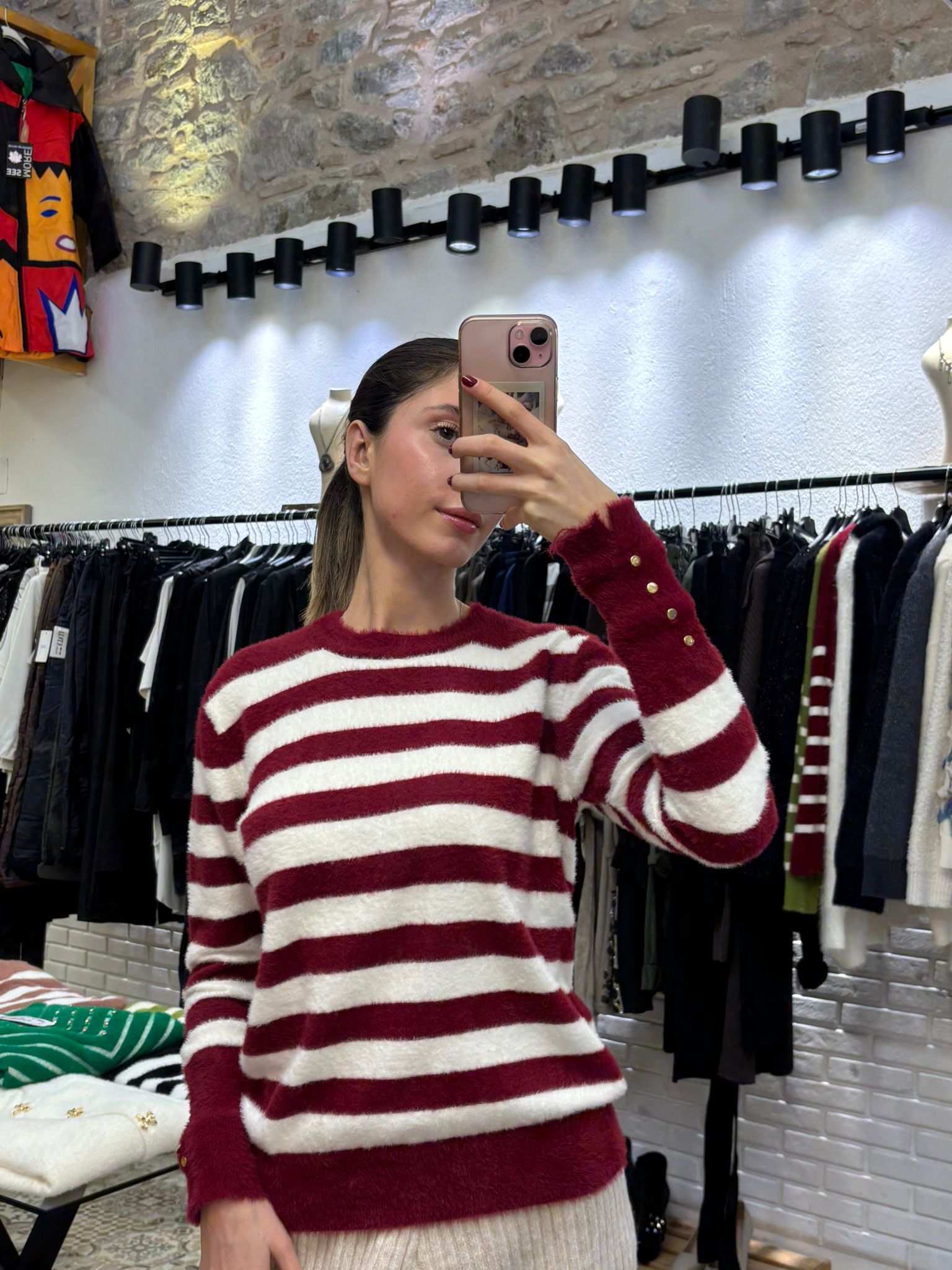 Angora Şerit Desen Kazak