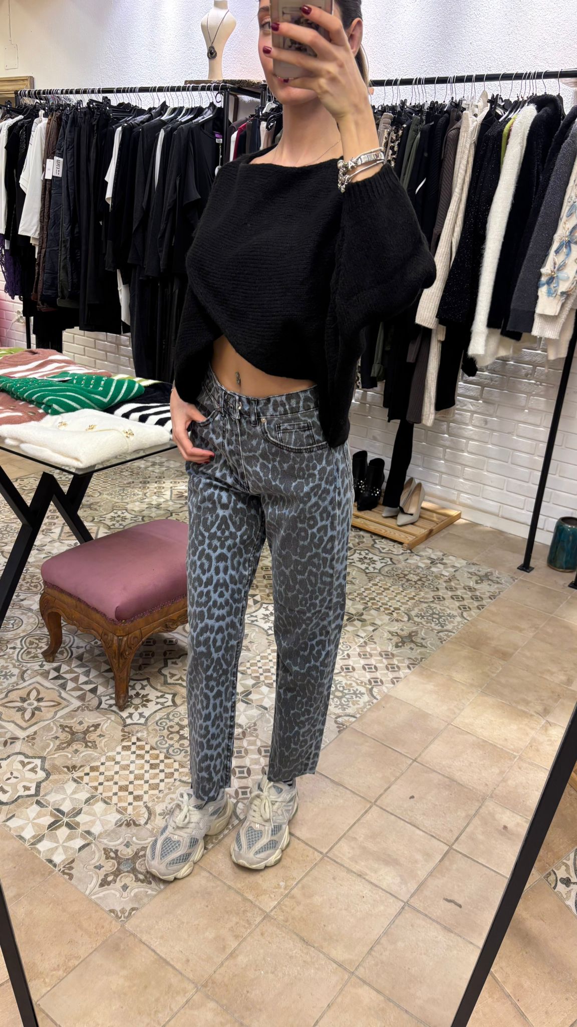 Mavi Leopar Desen Pantolon 