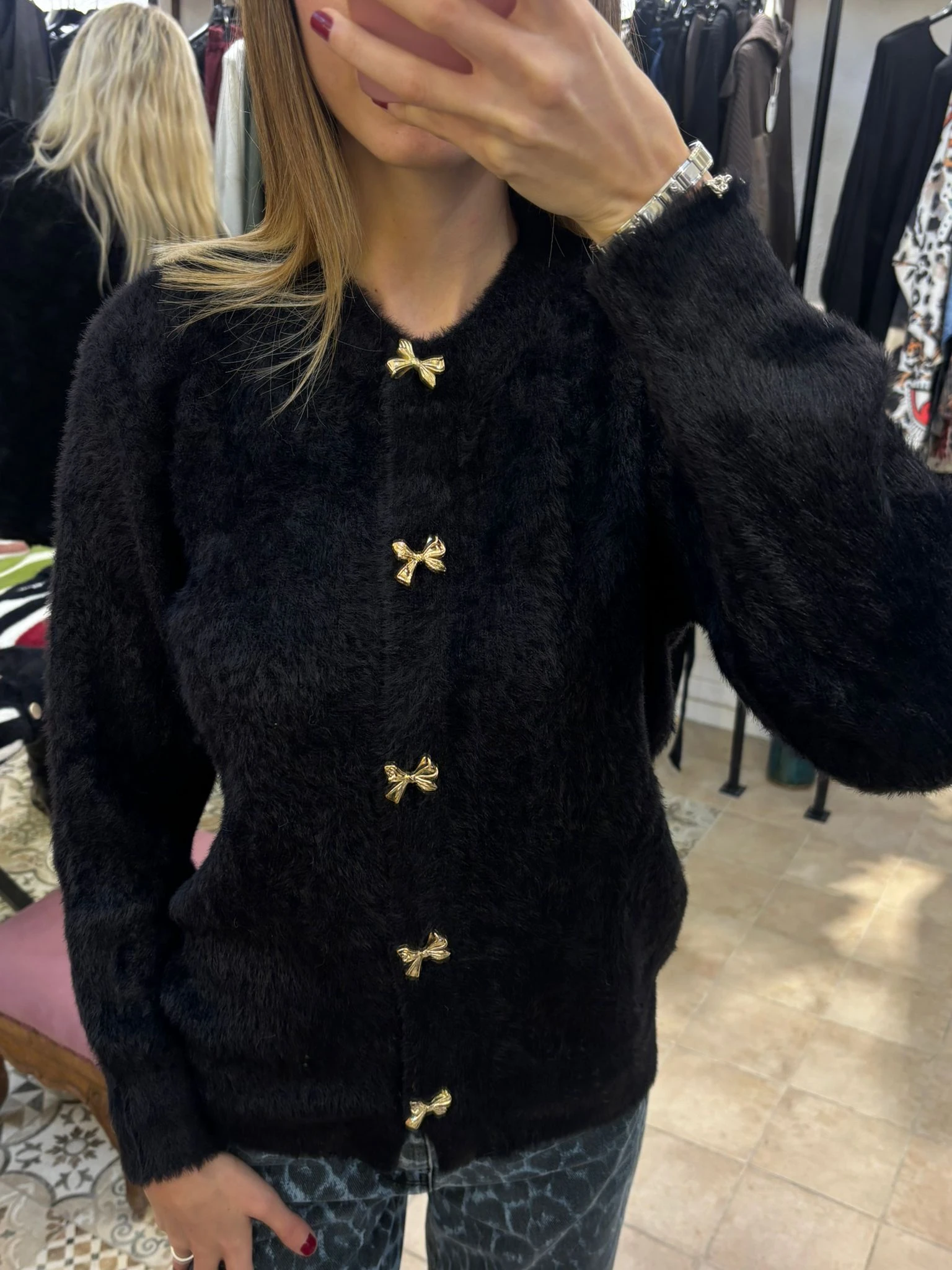 Fiyonk Detay Angora Hırka