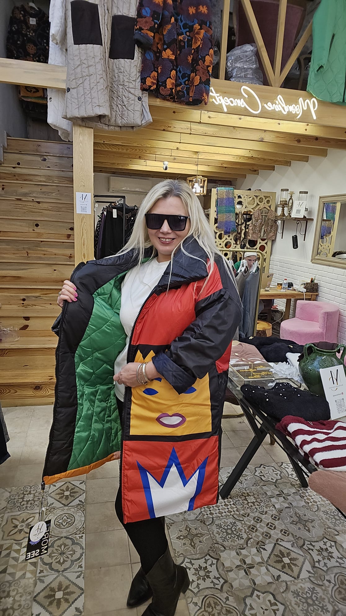 Premium Renkli Uzun Şişme Mont