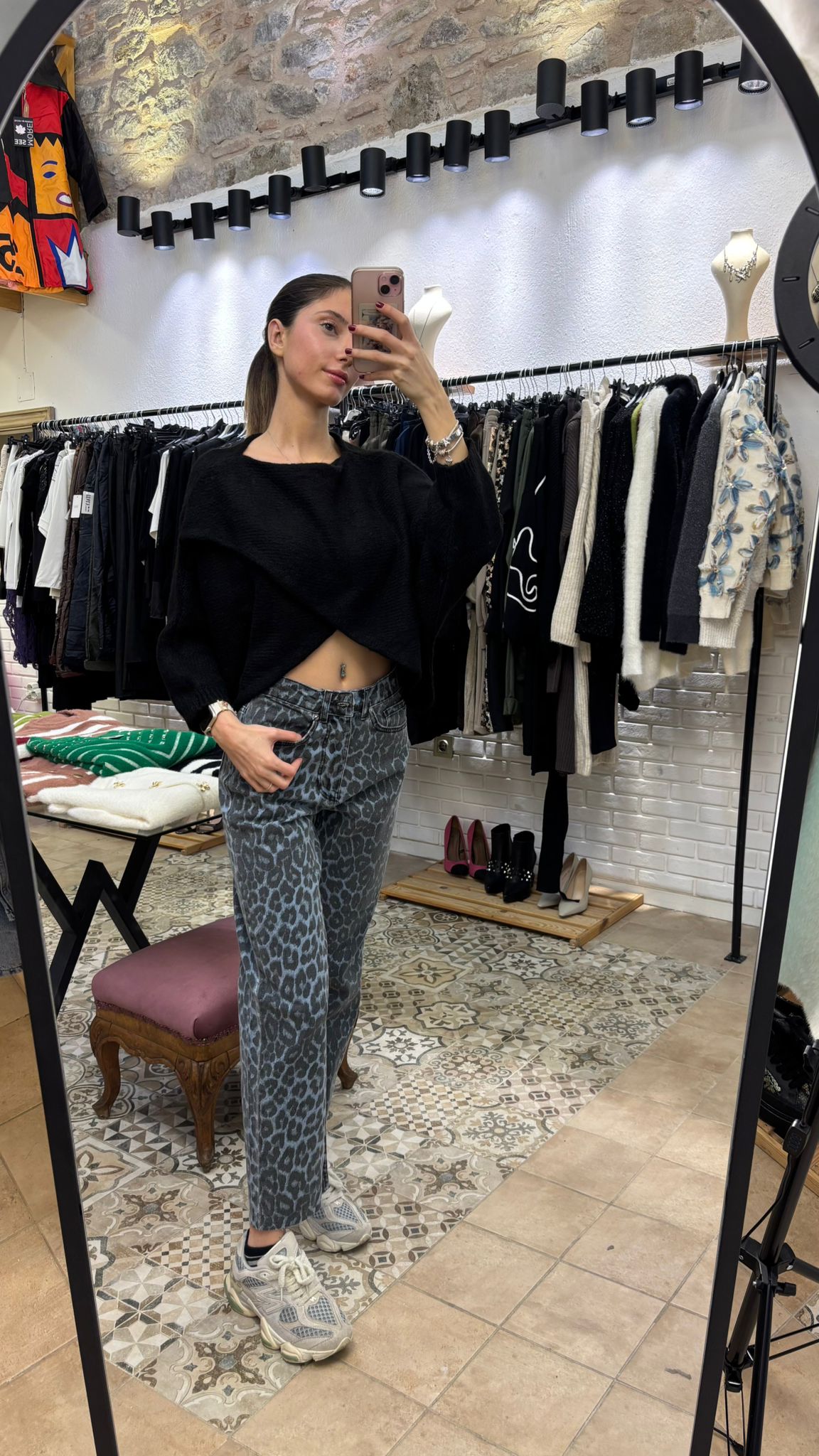 Mavi Leopar Desen Pantolon 