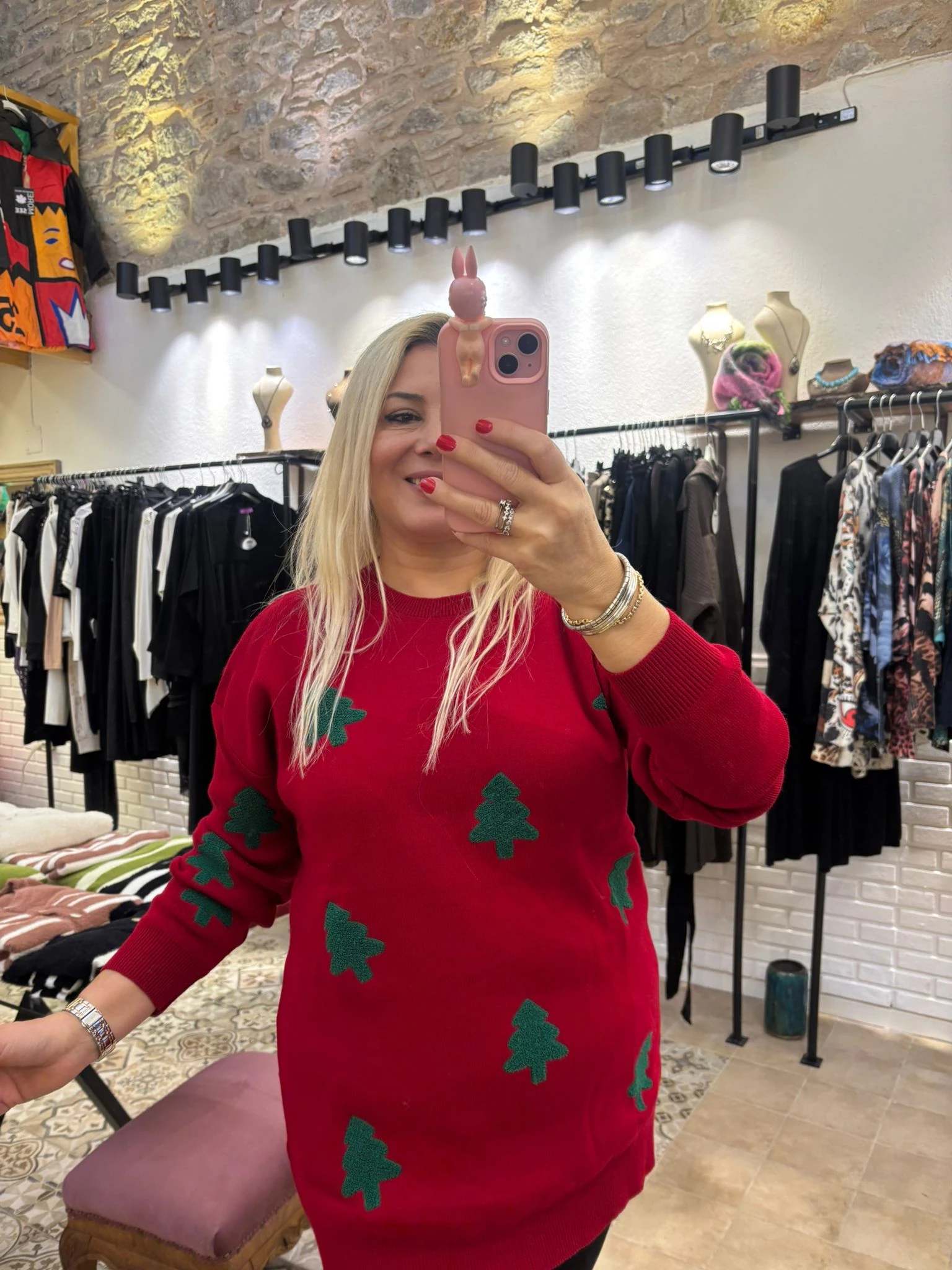 Ağaç Motifli Double Triko