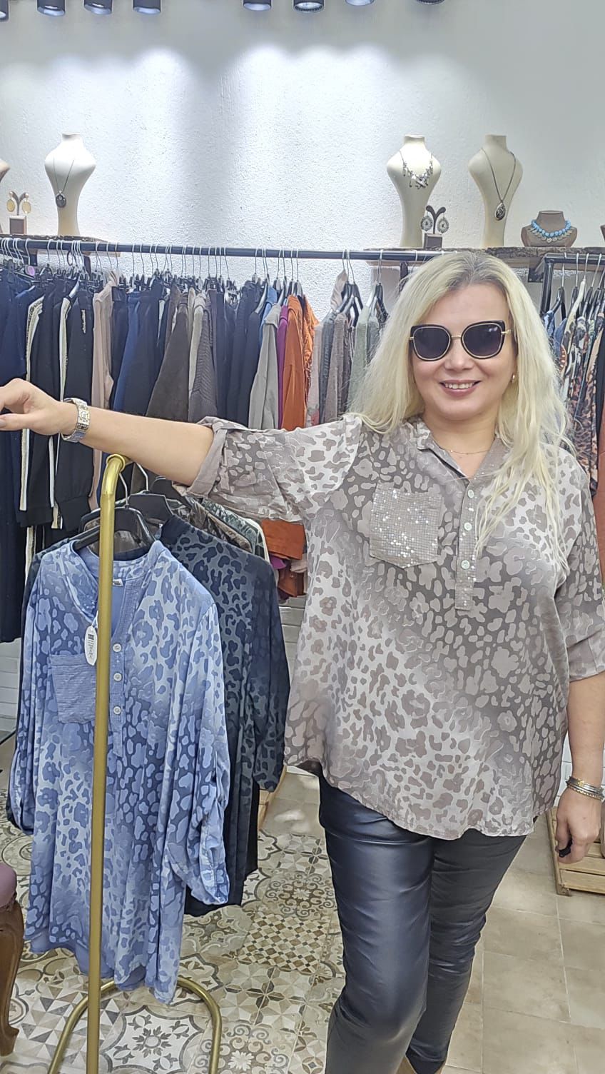 Leopar Desenli Pullu Gömlek 