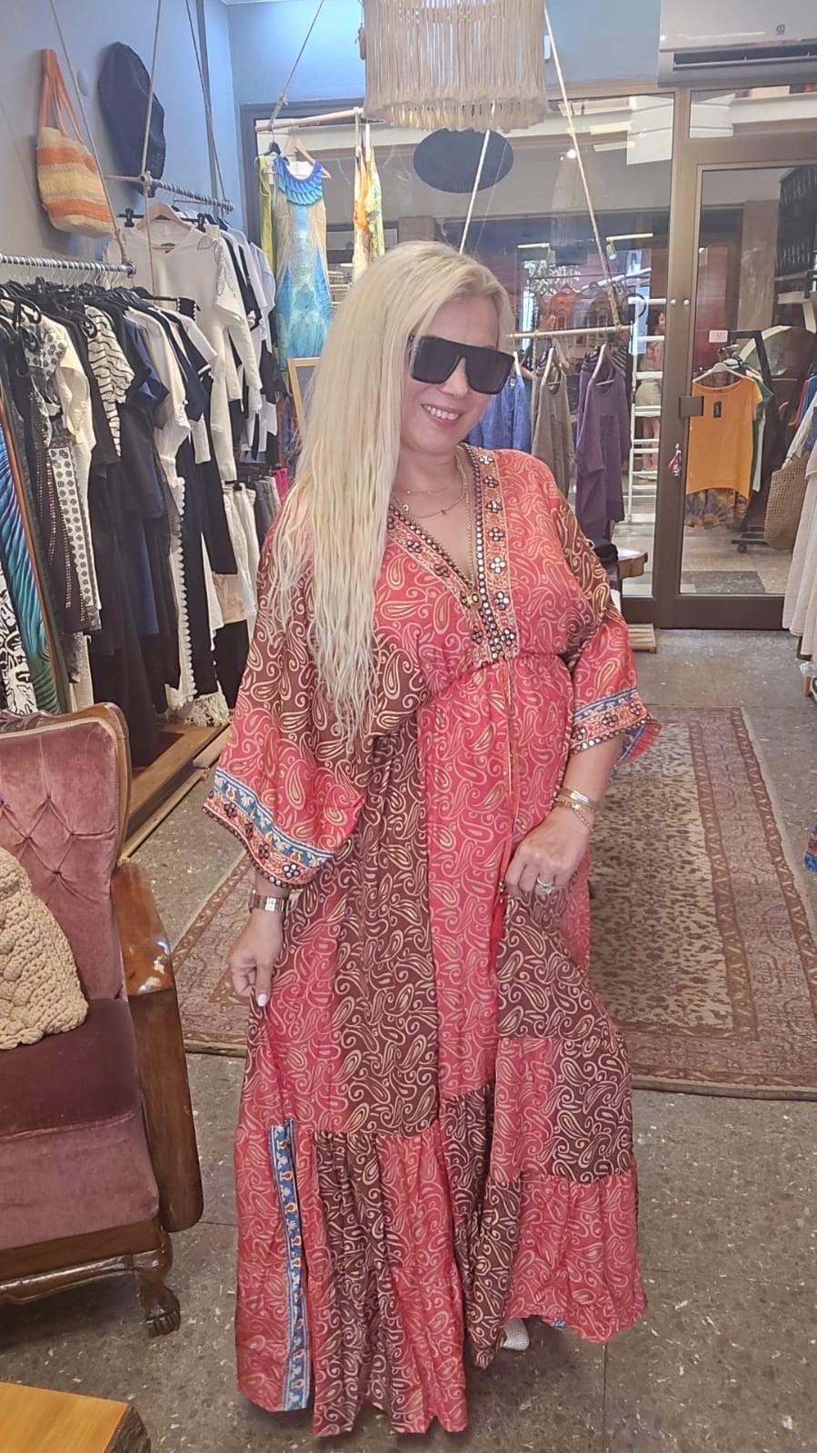 HİNT İŞLEMELİ BOHEM ELBİSE