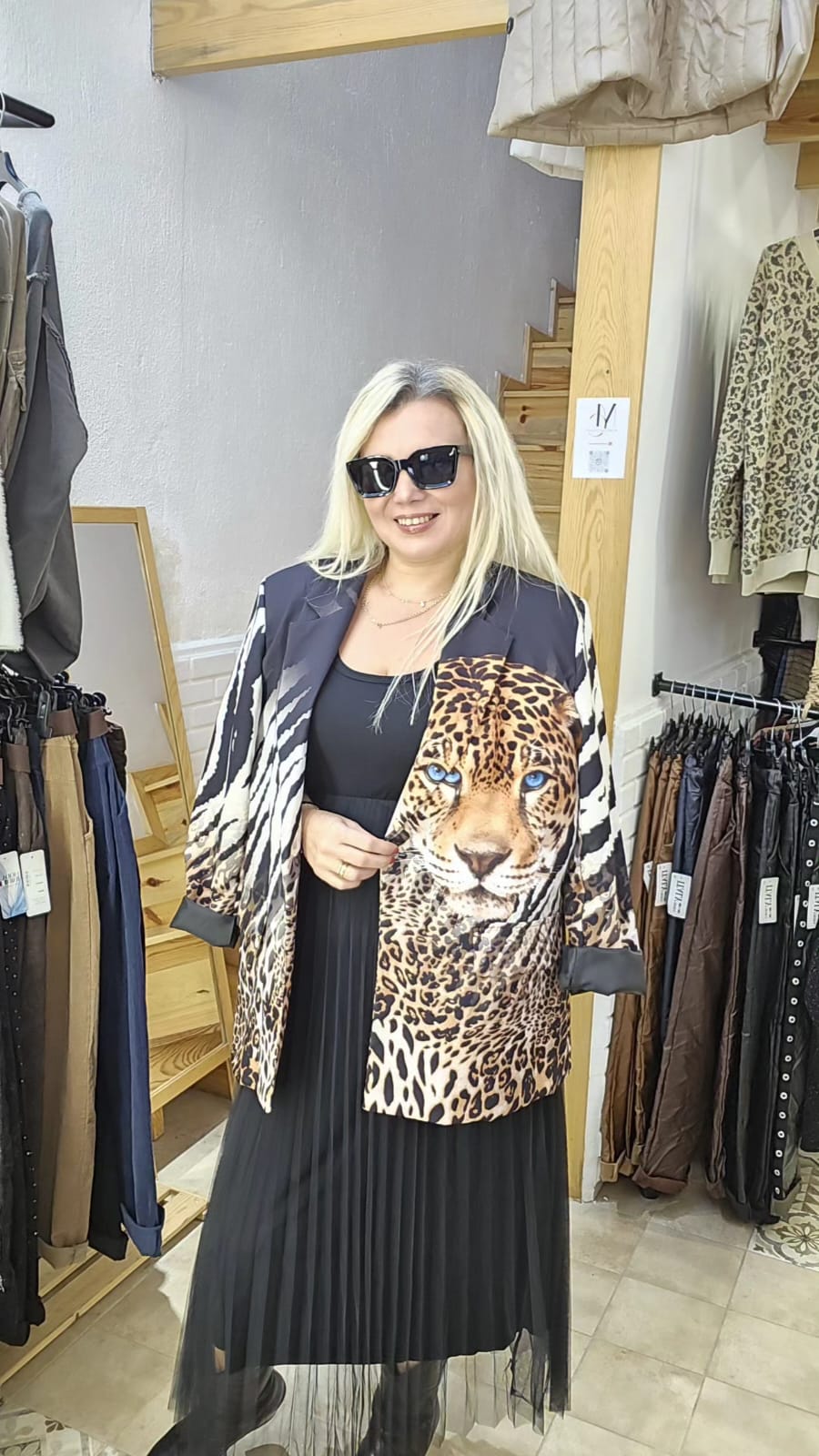 Leopar Tasarım Blazer Ceket