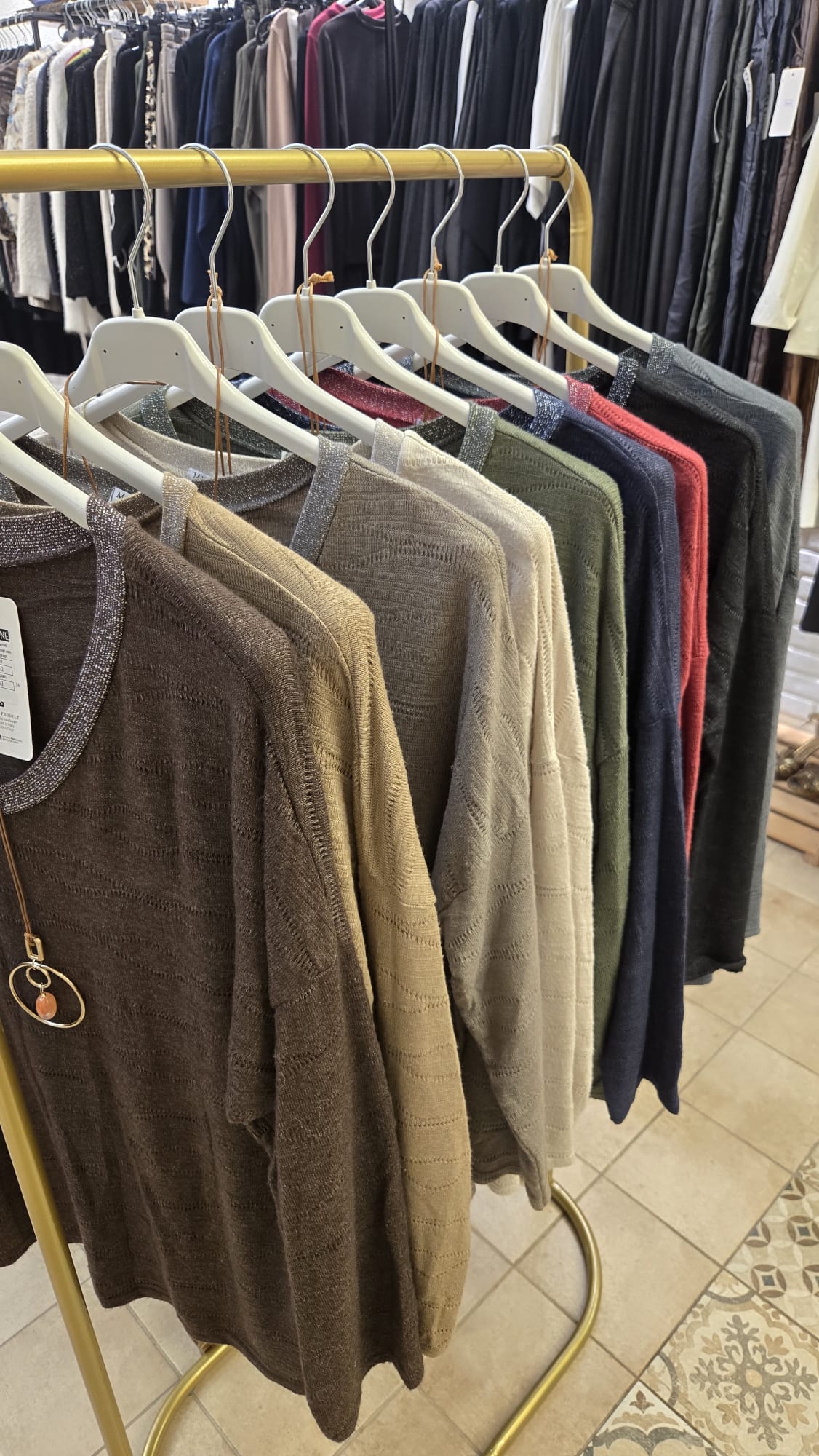 Açık Kahve Yakası Simli Triko