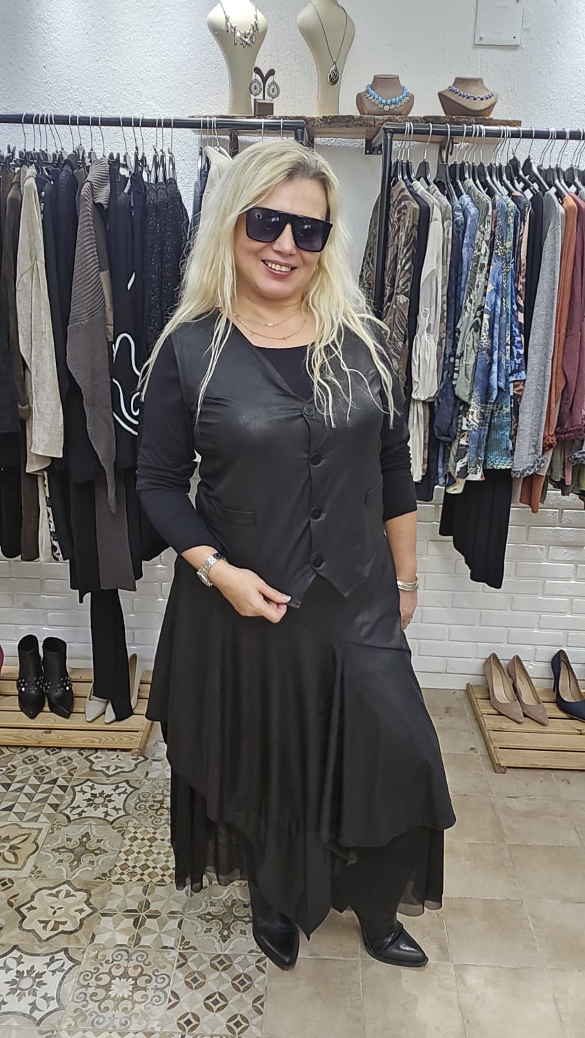 Önden Düğmeli Deri Yelek 