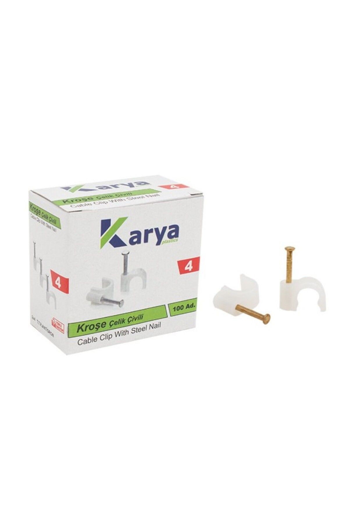 "10 ADET" 4 NUMARA ÇİVİLİ 8 MM KROŞE (100'LÜ PAKET)(2X4 ANTİGRON KABLOLAR İÇİN) (10 KUTU)