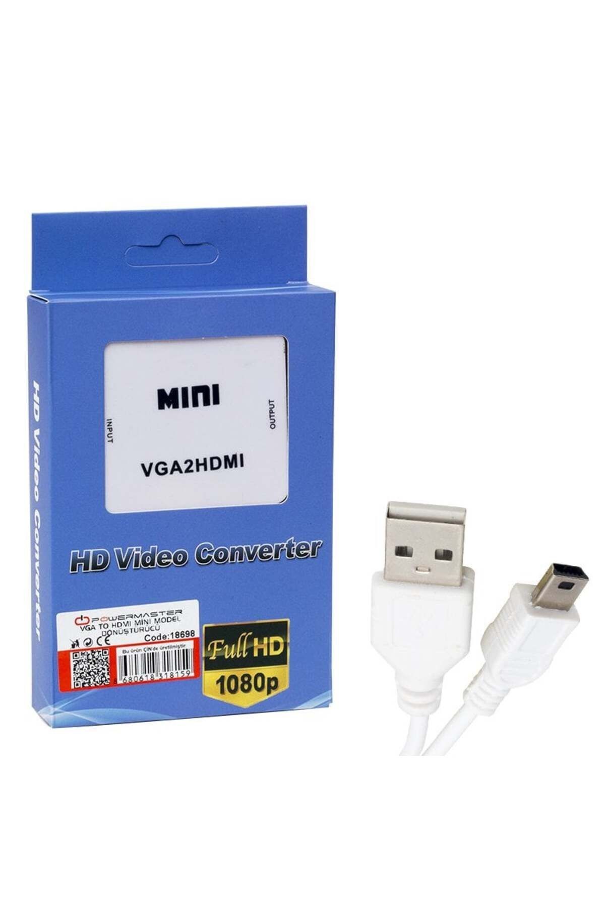 5'li POWERMASTER PM-18698 VGA TO HDMI SES ÇIKIŞLI MİNİ MODEL DÖNÜŞTÜRÜCÜ