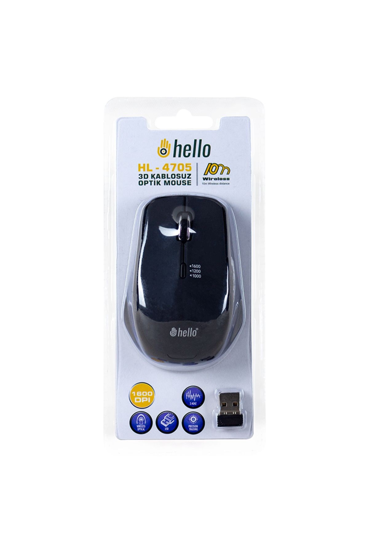 5'li HELLO HL-4705 2.4GHZ 1600 DPI KABLOSUZ OPTİK MOUSE