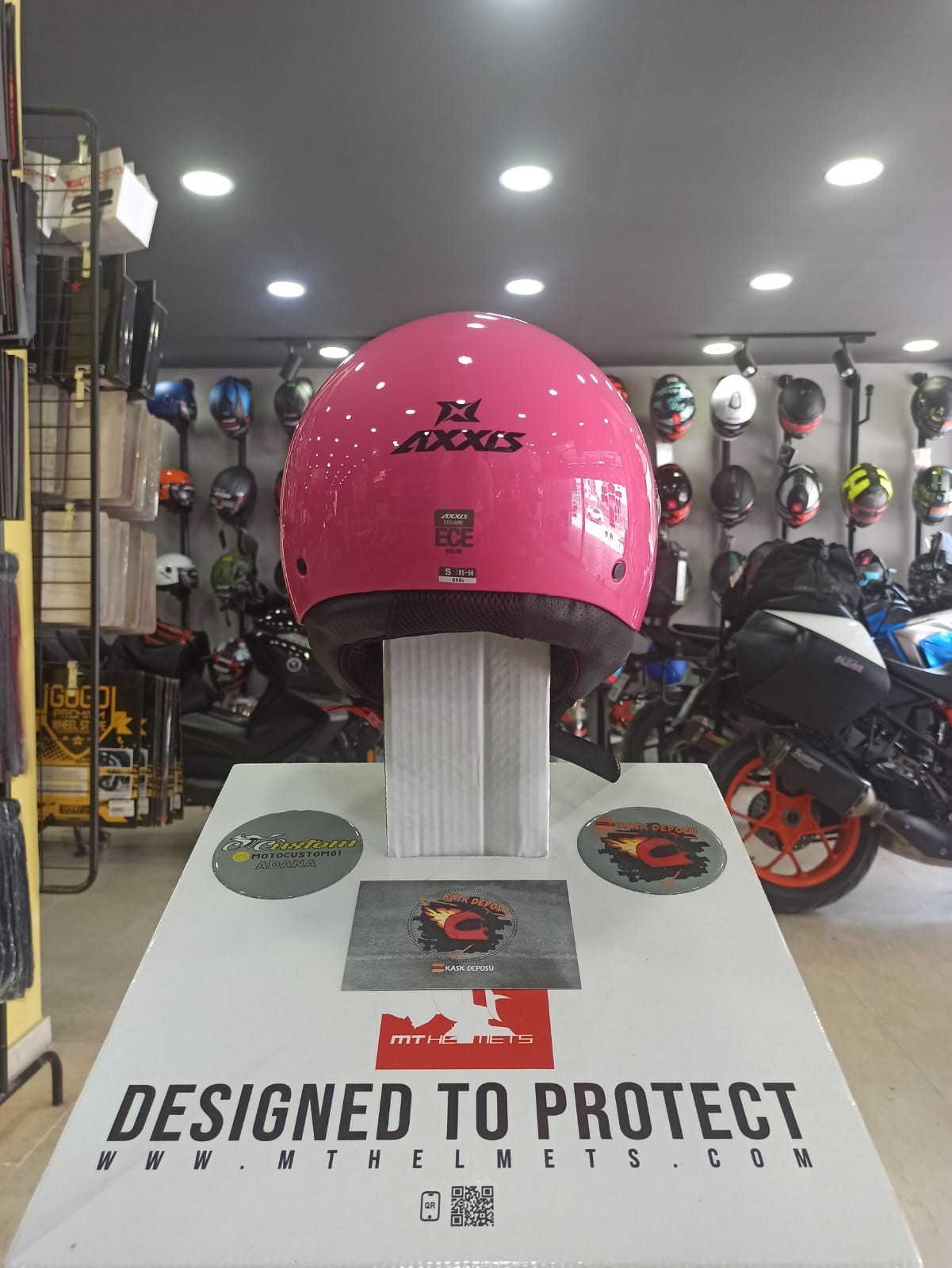 AXXIS Square Yarım Motosiklet Kaskı (Pembe)