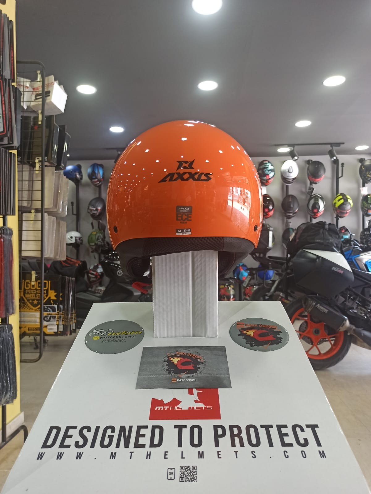 AXXIS Square Yarım Motosiklet Kaskı (Turuncu)