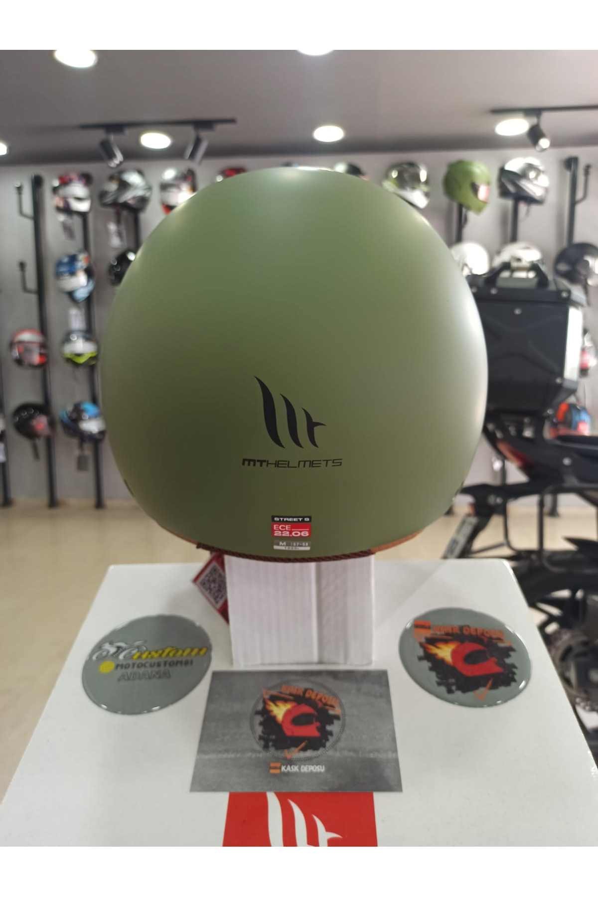 MT Helmets Street Yarım Kask (Haki Yeşil)