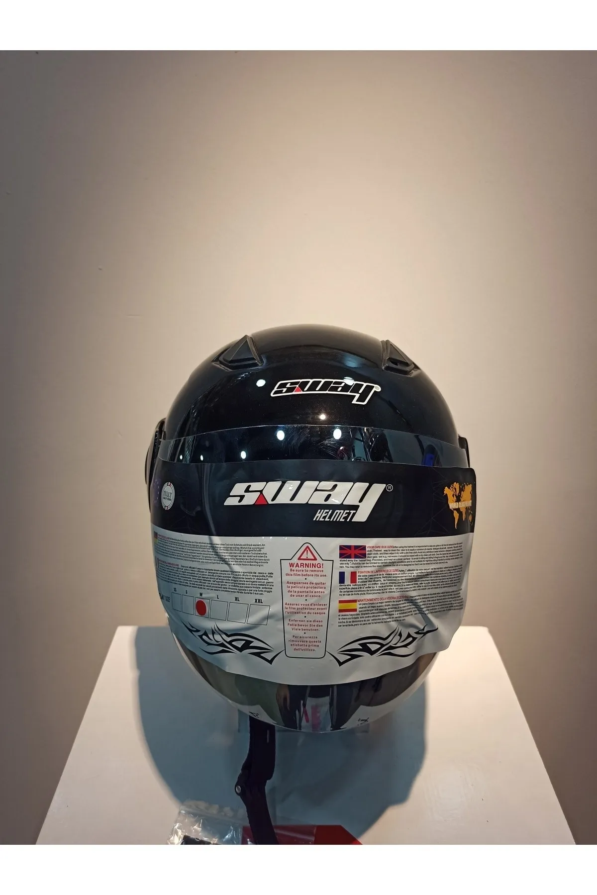 Sway SW700 Parlak Siyah Yarım Kask