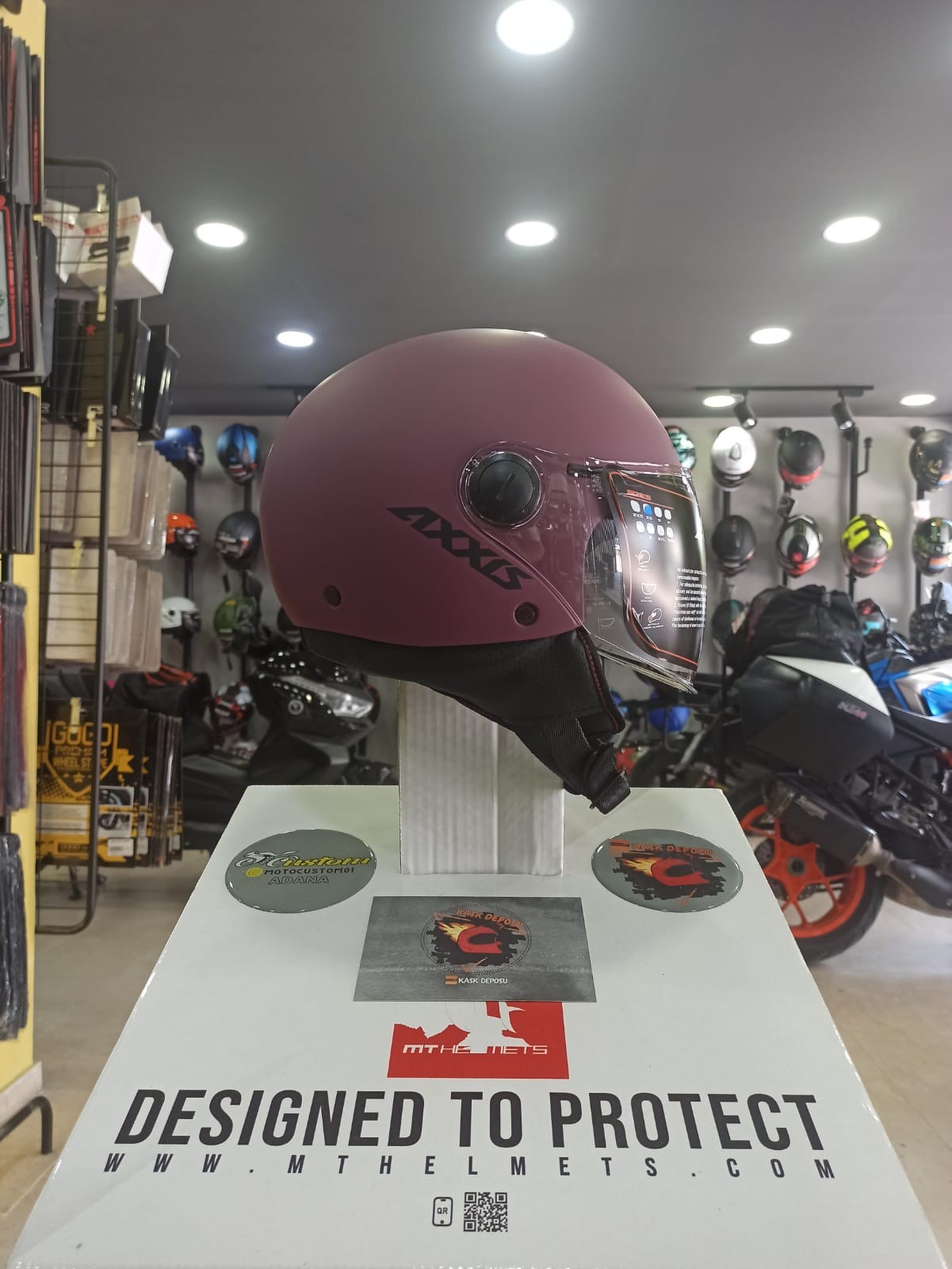 AXXIS Square Yarım Motosiklet Kaskı (Bordo)
